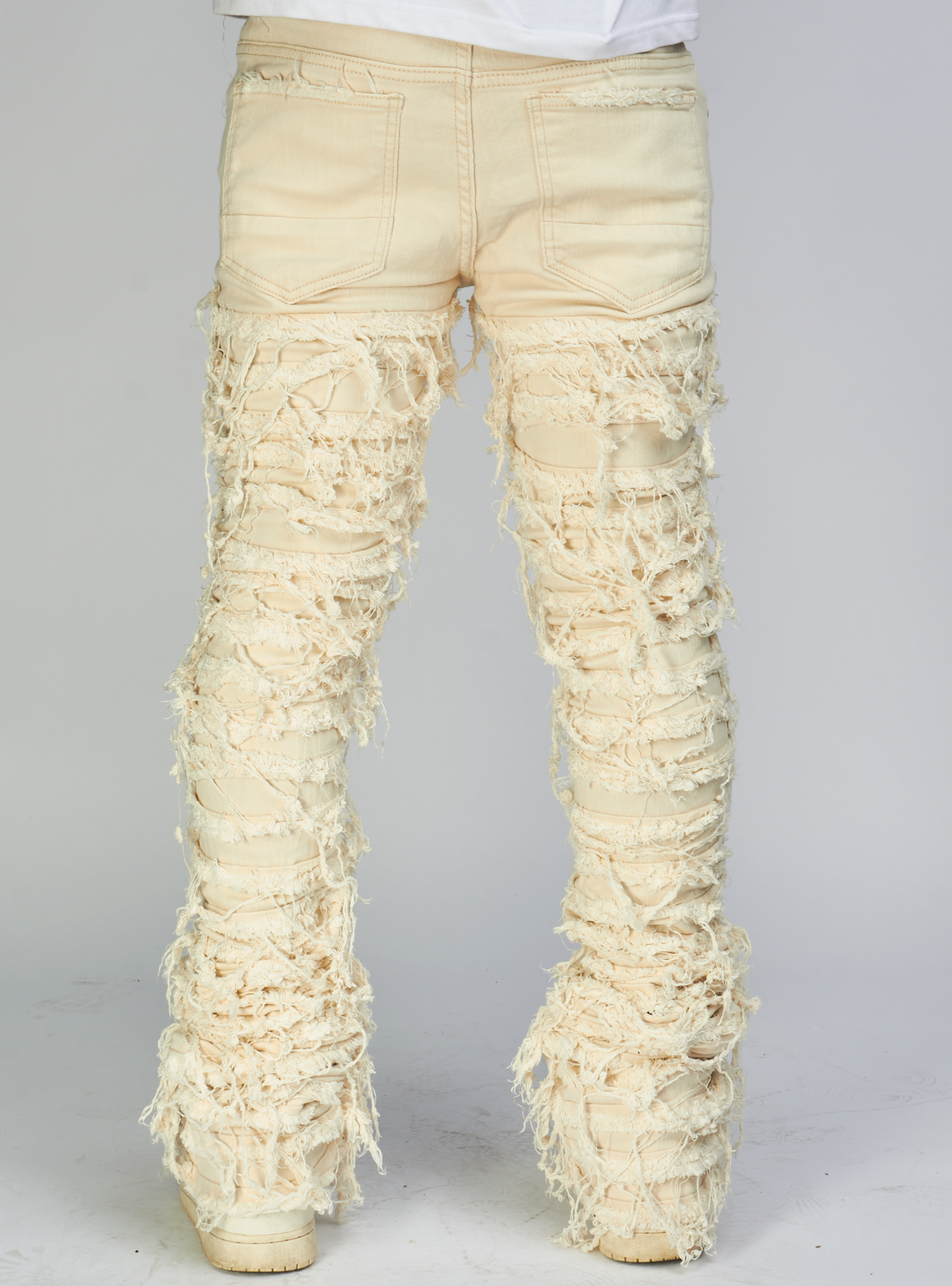 Majestik Jeans - Nirvana Rip & Frayed Stacked - Light Khaki - DL2260
