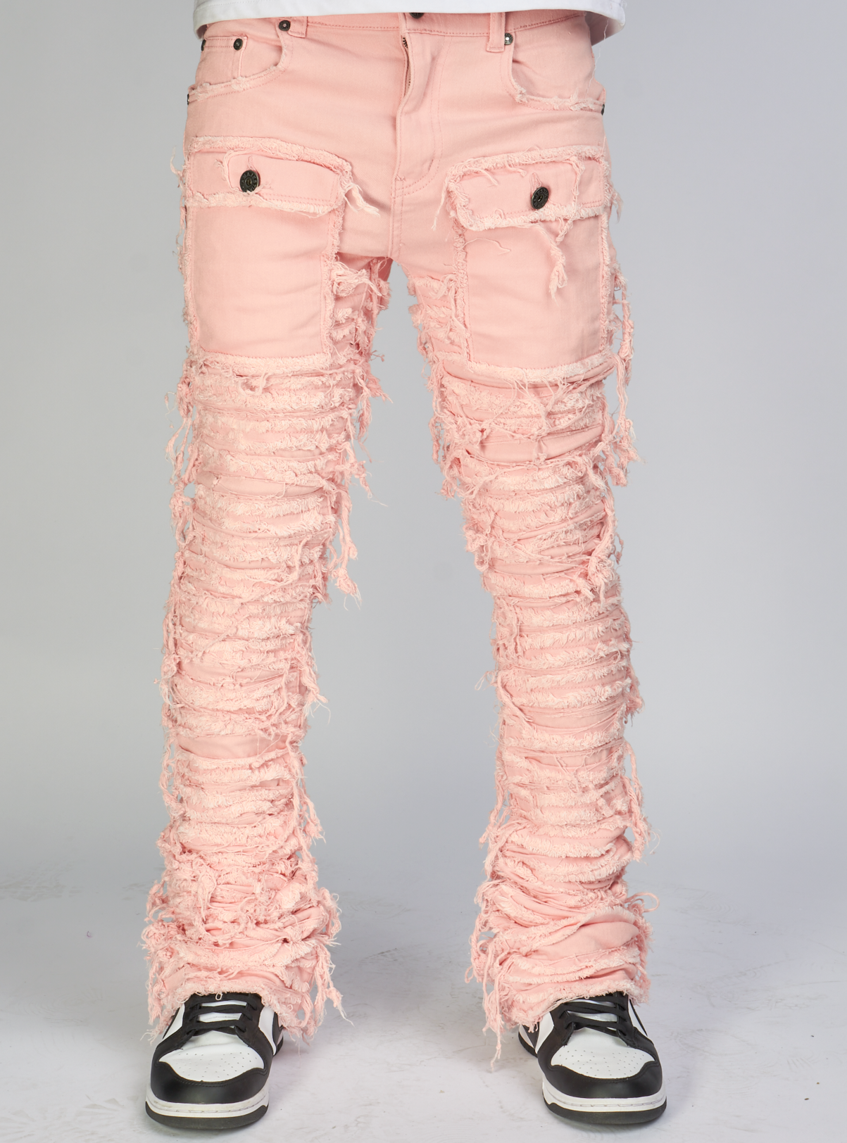 Majestik Jeans - Nirvana Rip & Frayed Stacked - Light Pink - DL2260