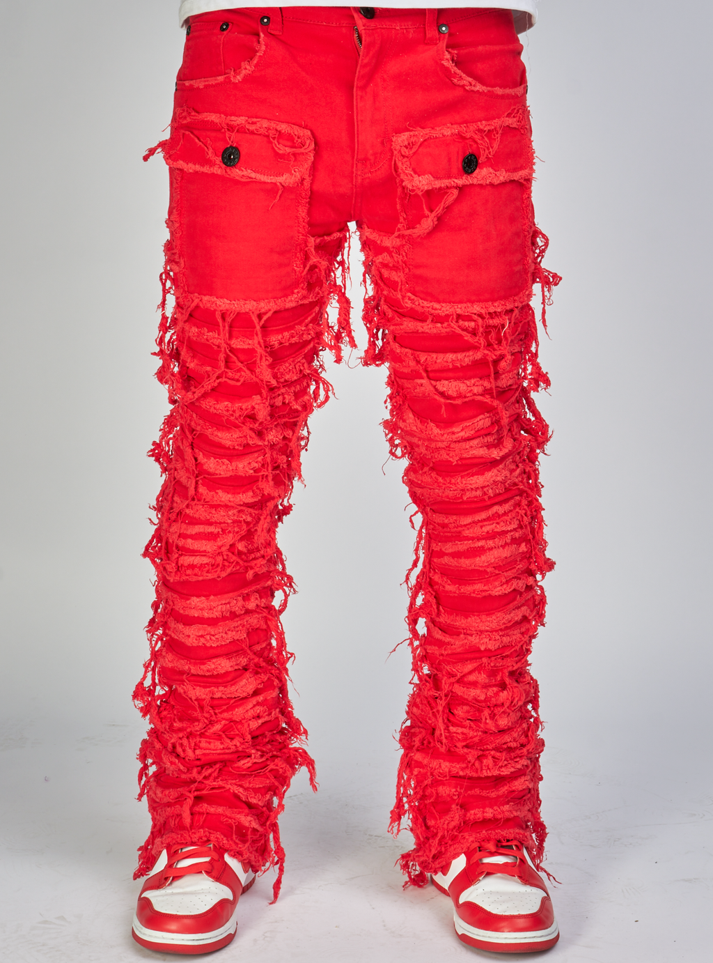 Majestik Jeans - Nirvana Rip & Frayed Stacked - Red - DL2260