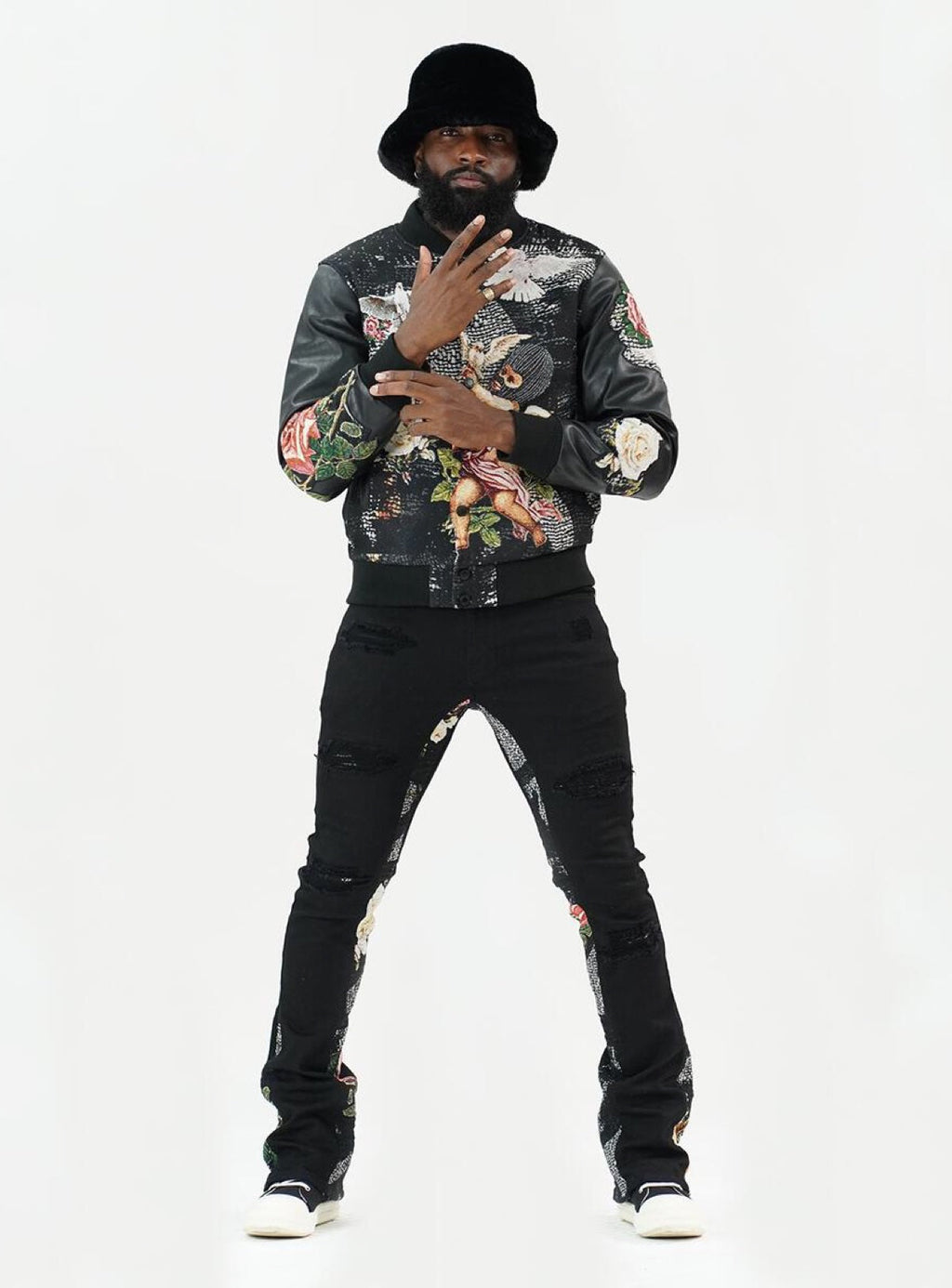 Frost Original Jacket - Angel Tapestry Varsity - Black - F1015