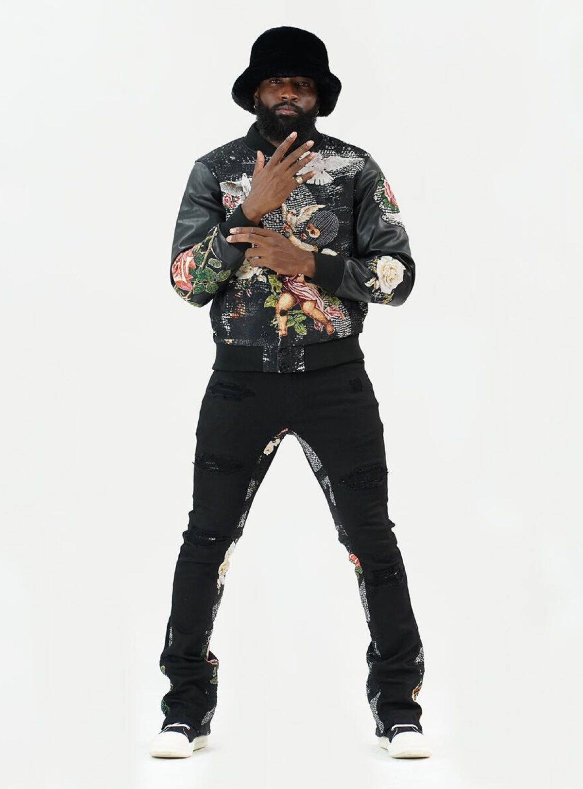 Frost Original Jacket - Angel Tapestry Varsity - Black - F1015