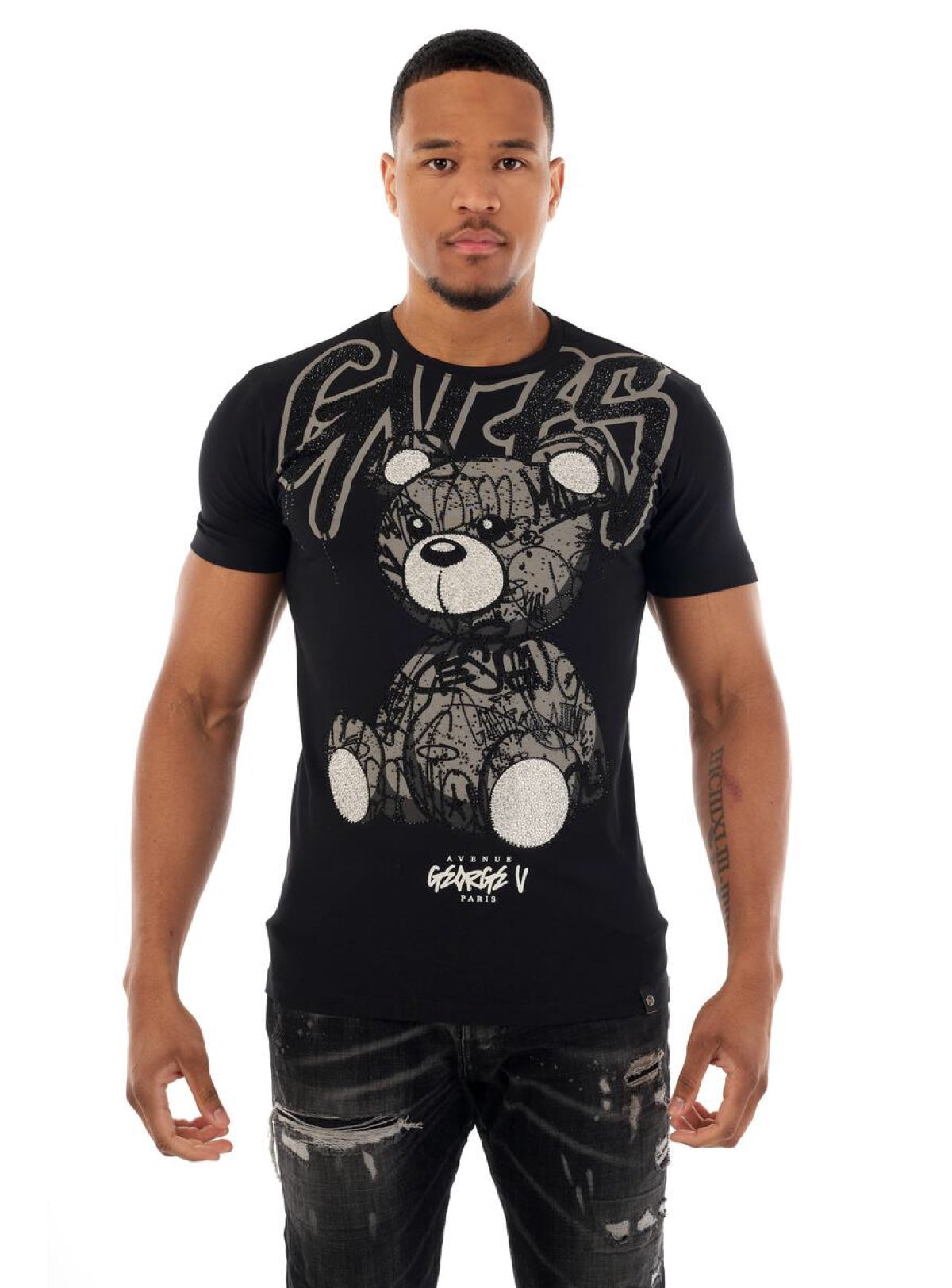 George V T-Shirt - Graffiti Bear GV Tag - Black - GV2514