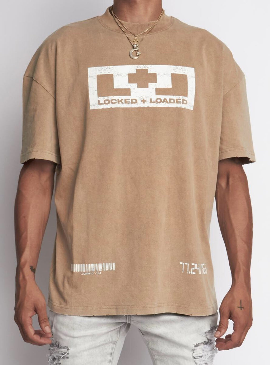 LNL T-Shirt - Beckman - Oversized - Tan And White - 105