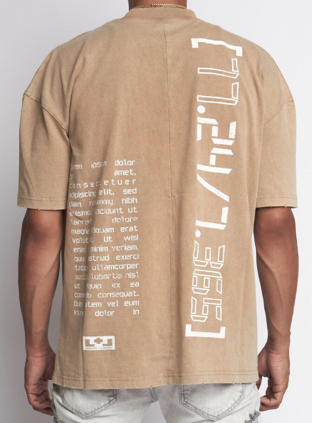 LNL T-Shirt - Beckman - Oversized - Tan And White - 105