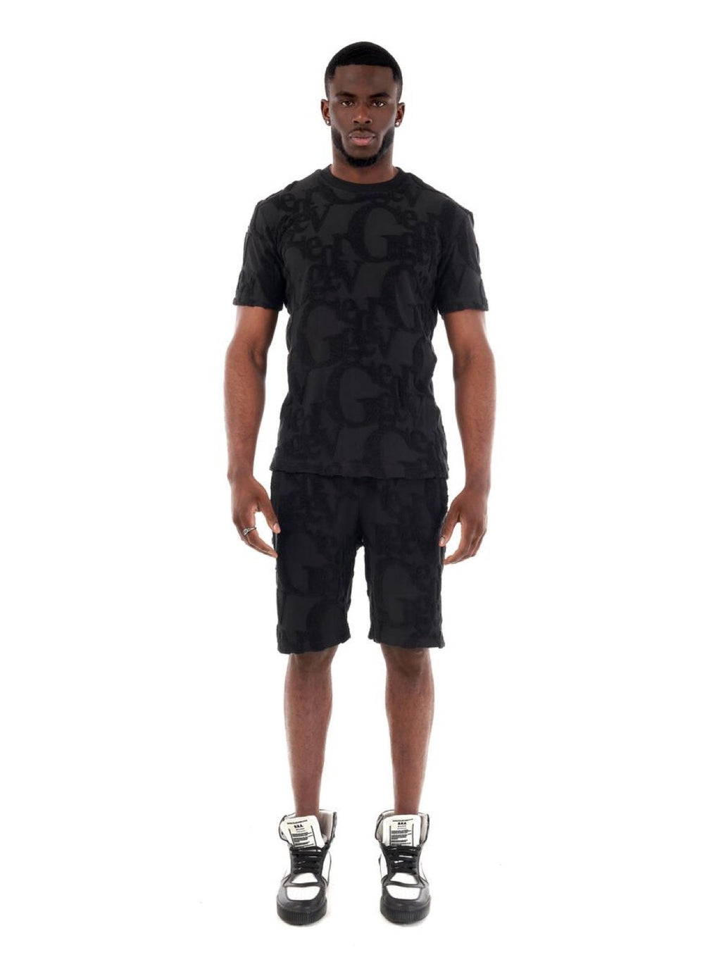 George V Short Set - GV Big Letters All Over - Black - GV3005