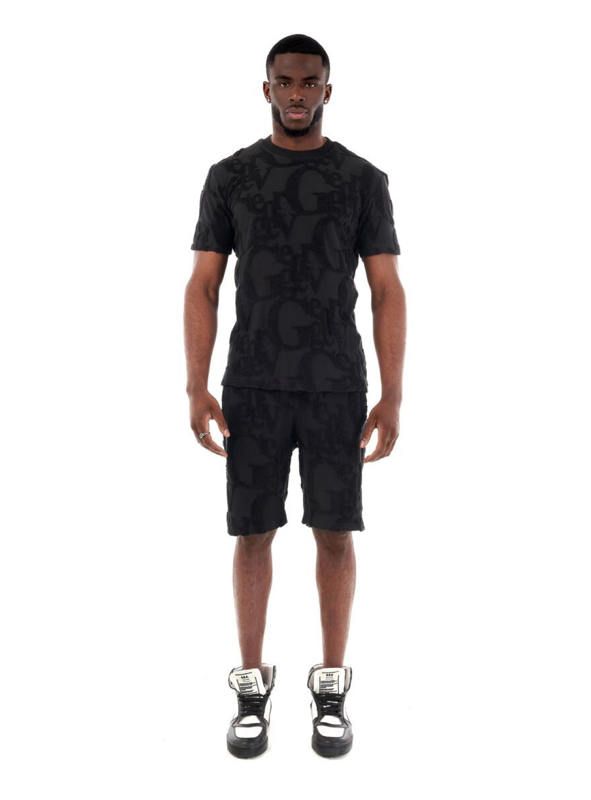 George V Short Set - GV Big Letters All Over - Black - GV3005