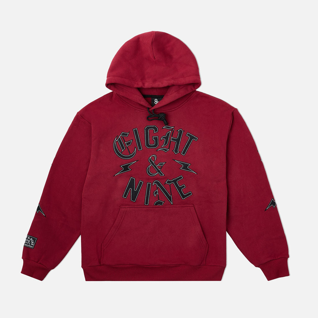 8&9 Hoodie - Blaze Felt Applique - Burgundy