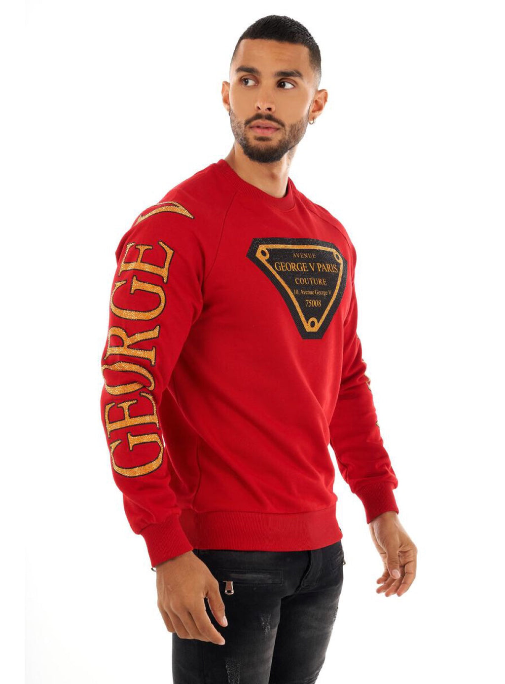 George V Sweatshirt - Branded Sleeves - Red - GV2404
