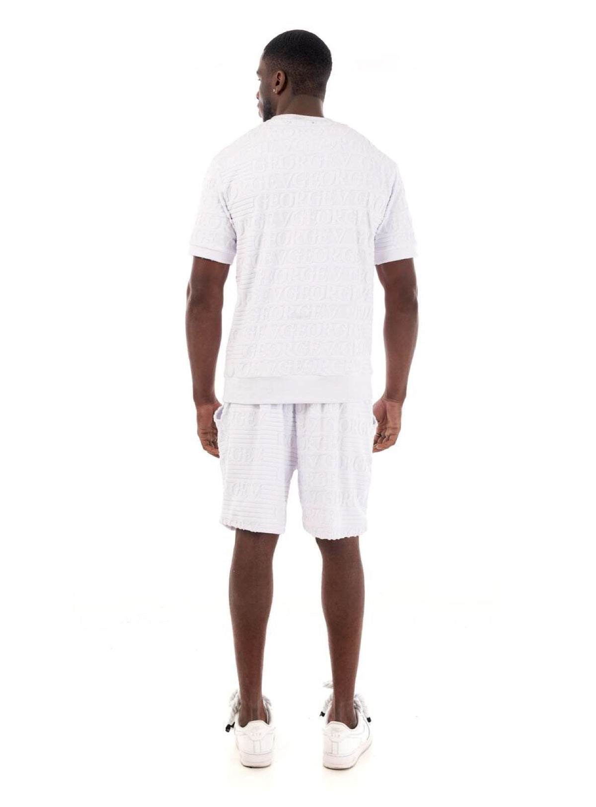George V Short Set - Branded All Over - White - GV3006
