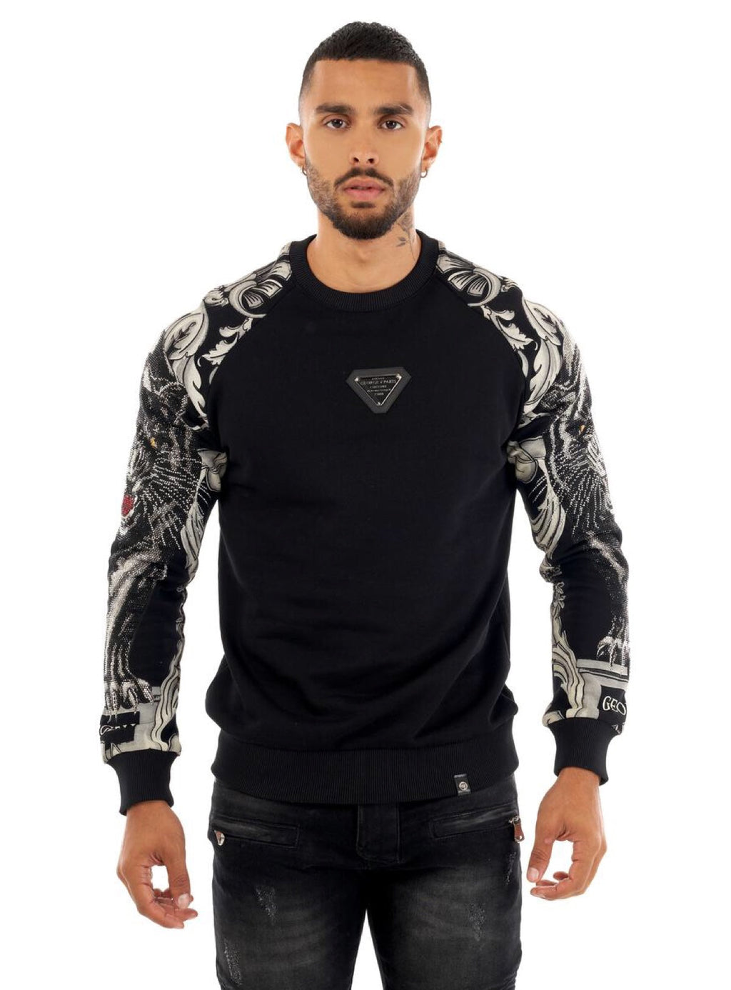 George V Sweatshirt - Panther Sleeves - Black - GV2412
