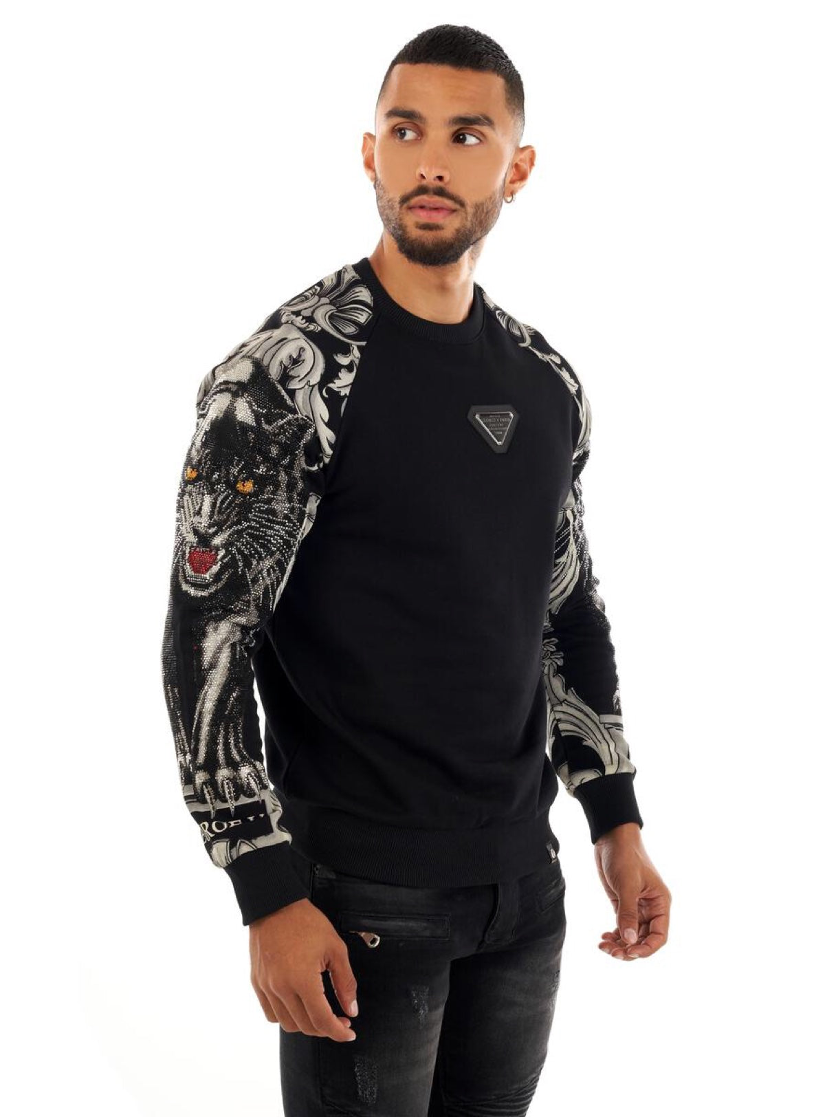 George V Sweatshirt - Panther Sleeves - Black - GV2412