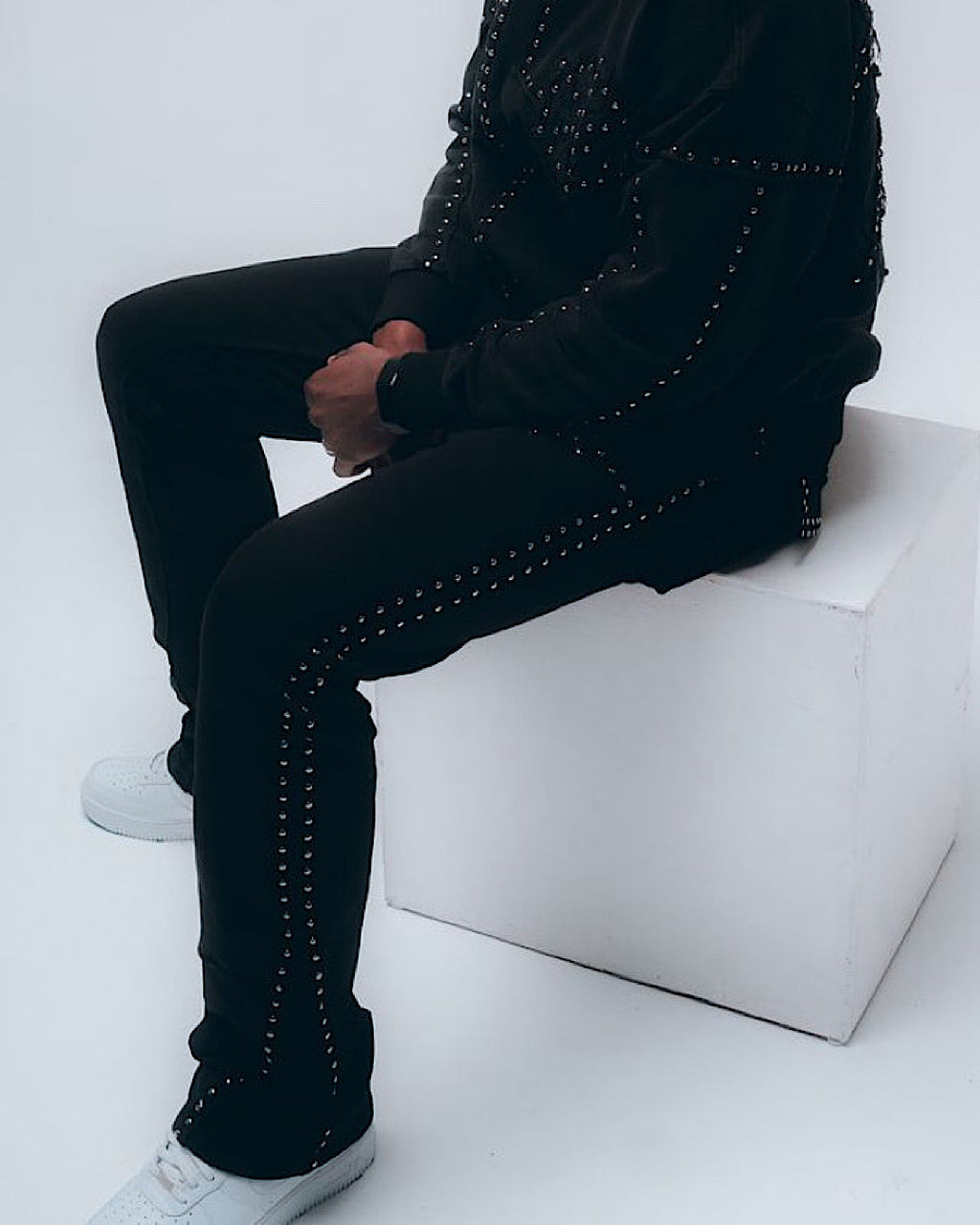 Hudson Sweatpants - Studded Flare - Black - 586