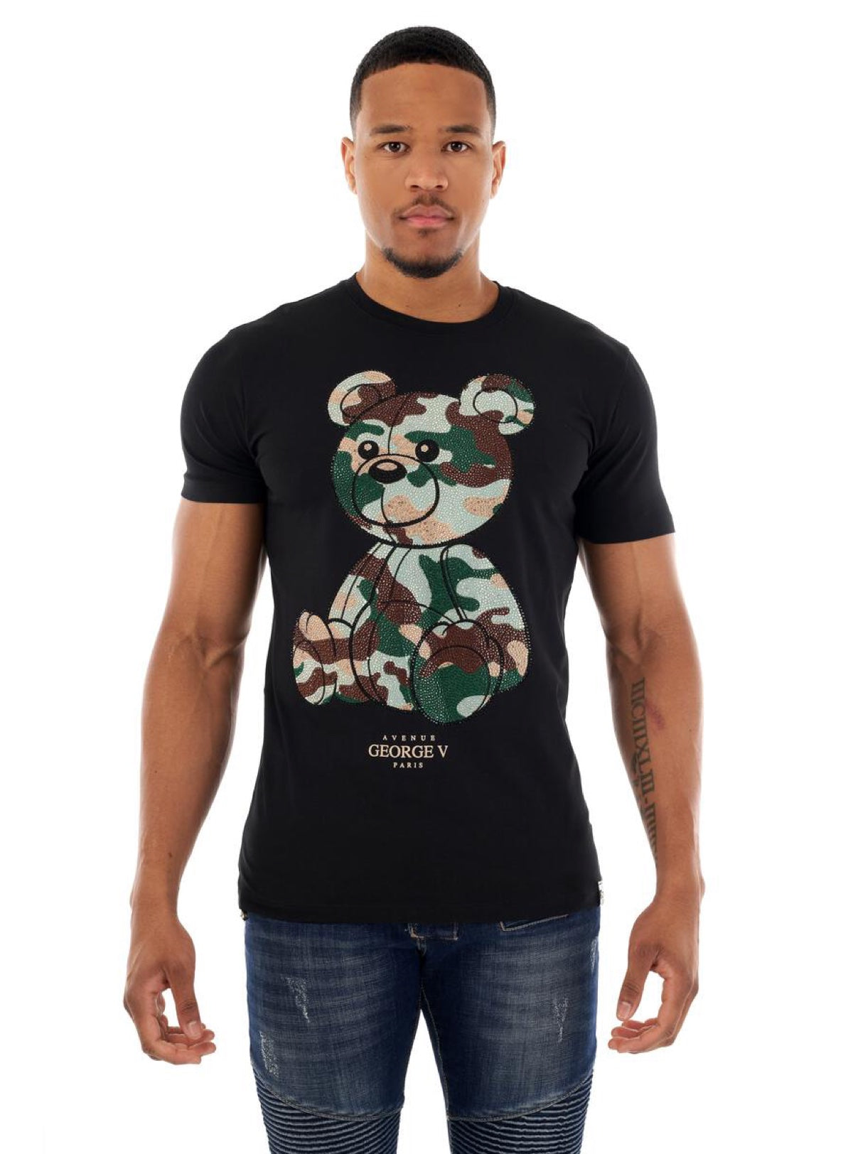 George V T-Shirt - Camo Bear - Black - GV2511