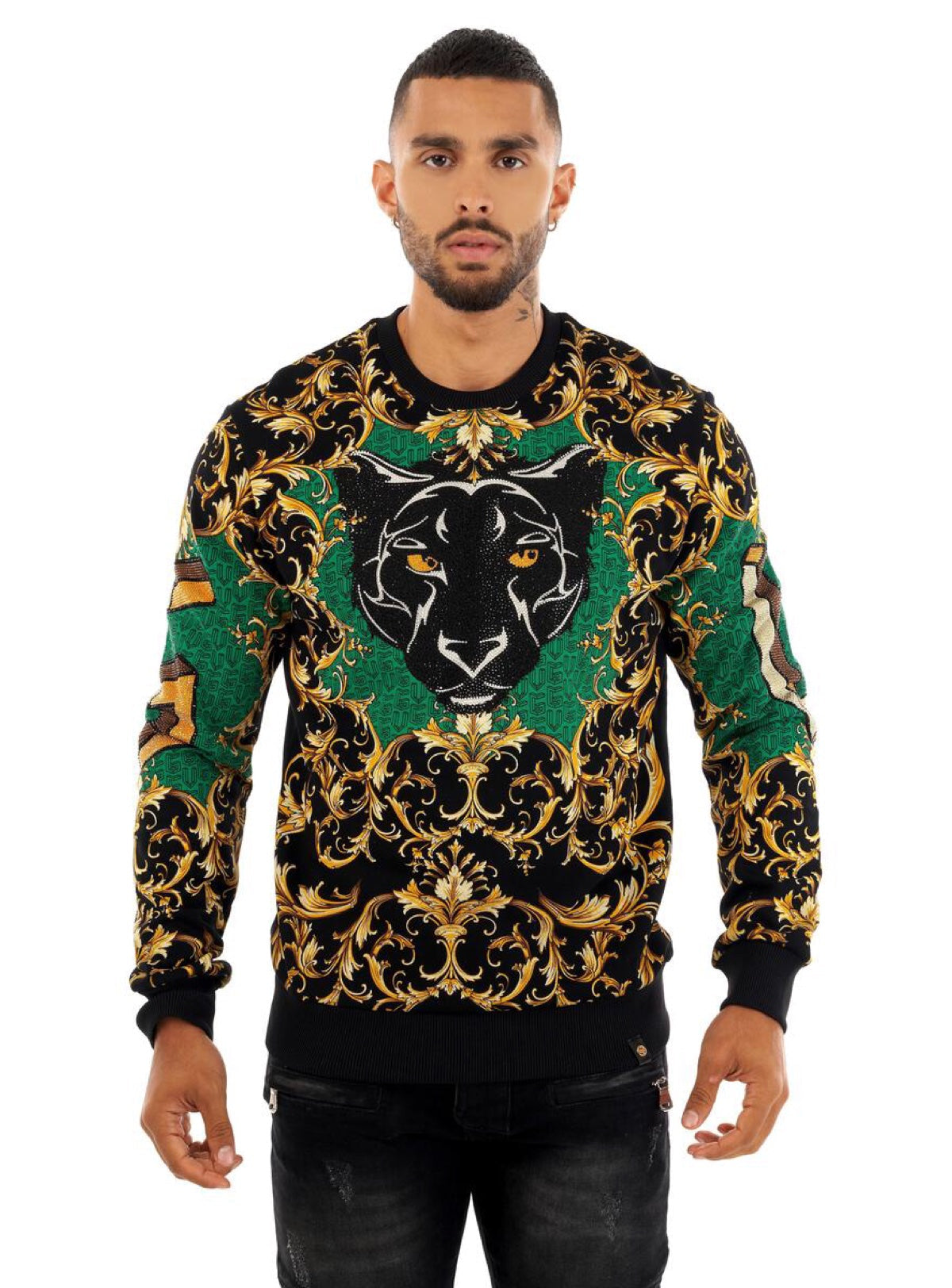 George V Sweatshirt - Fiercely Elegant - Black And Green - GV2416