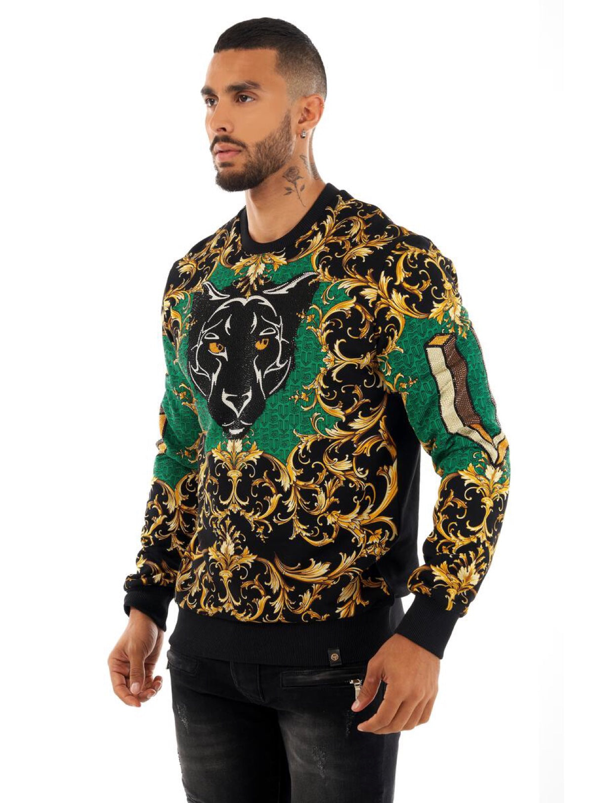 George V Sweatshirt - Fiercely Elegant - Black And Green - GV2416