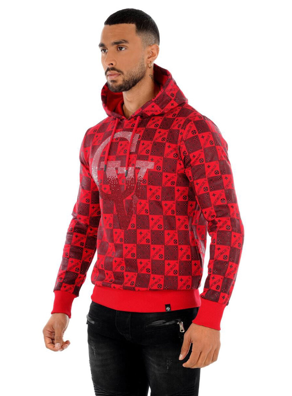 George V Hoodie - Checkered - Red - GV2084