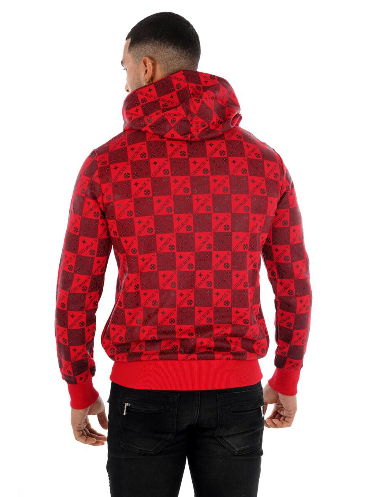 George V Hoodie - Checkered - Red - GV2084
