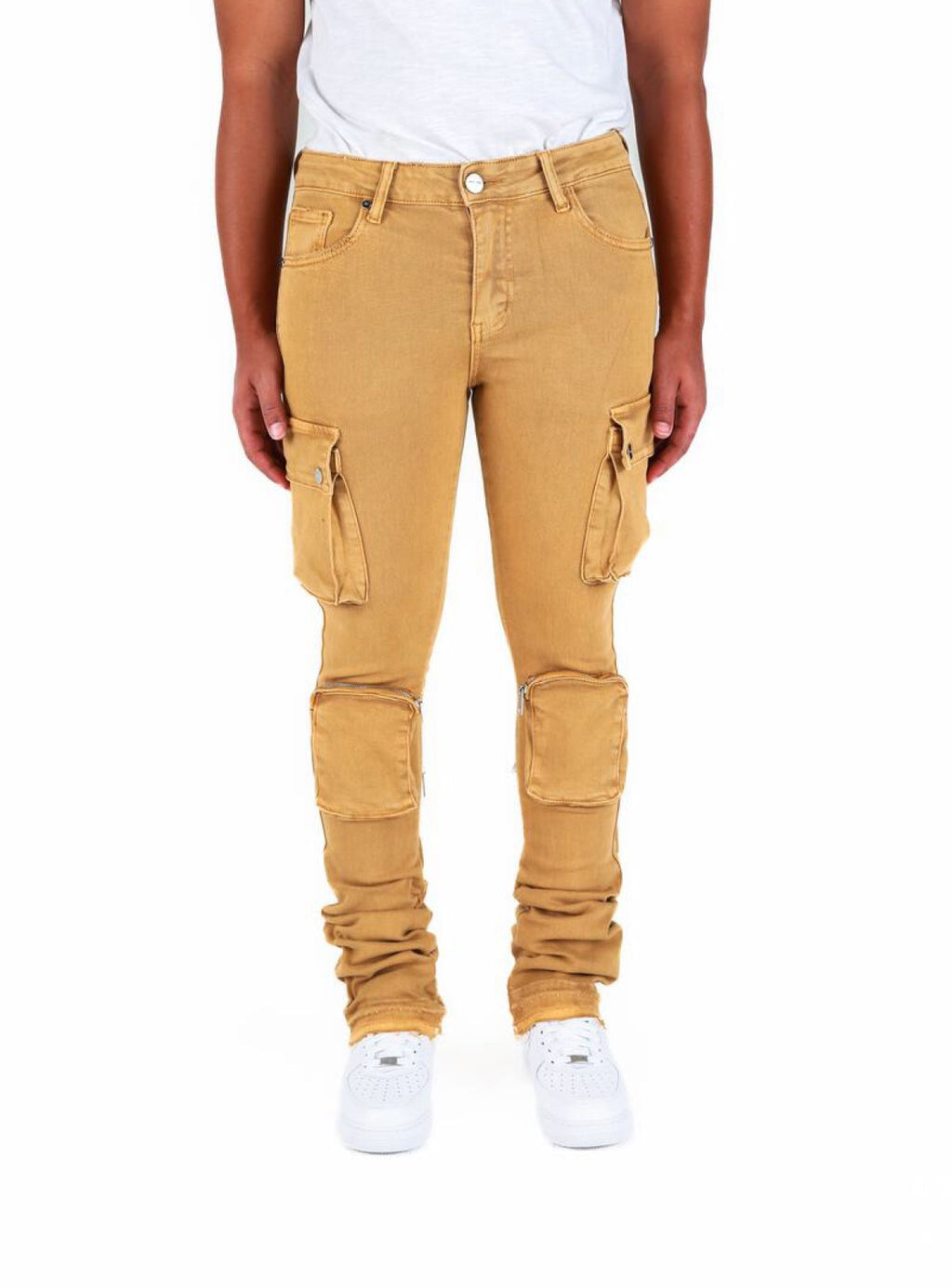 Pheelings Jeans - Never Look Back - Cargo Flare Stacked - Dark Khaki - PH-FA22-17