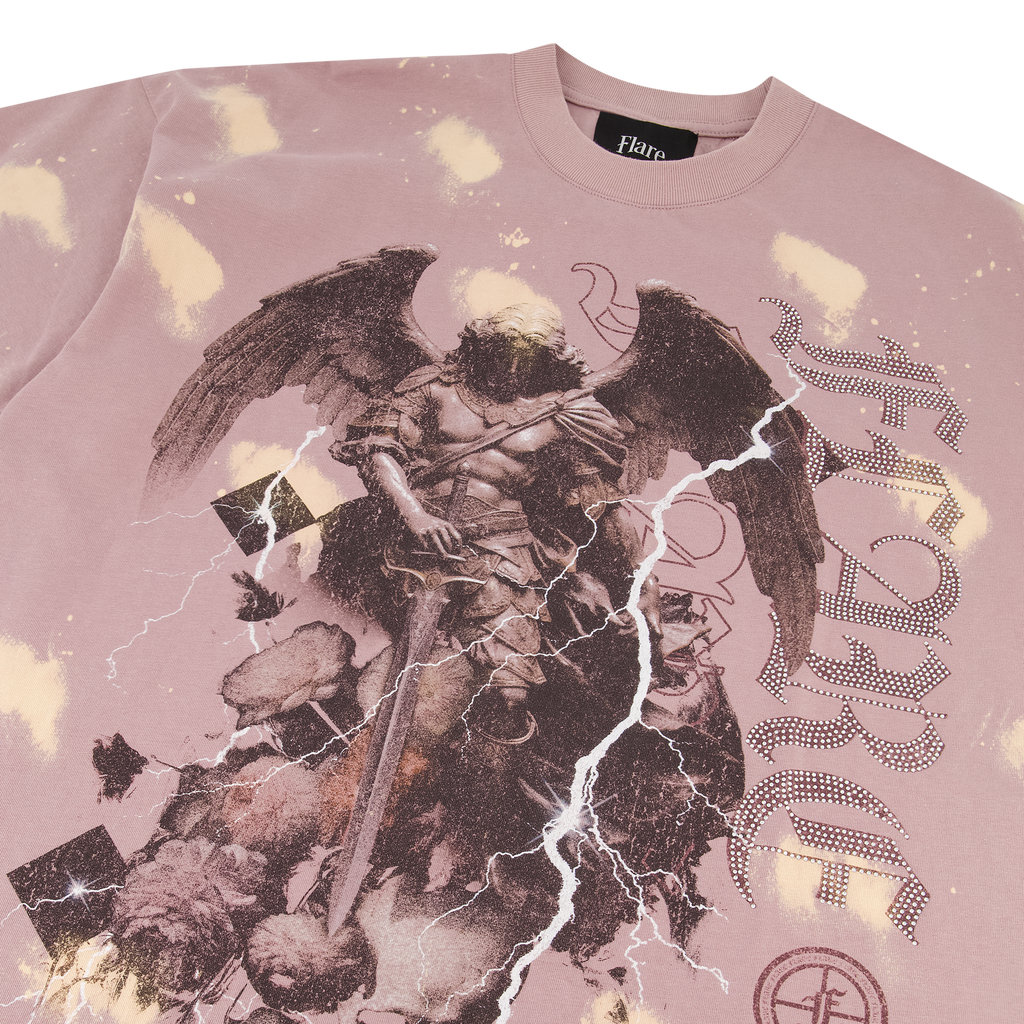 Flare T-Shirt - Devine Watcher - Dusty Pink Tie Dye