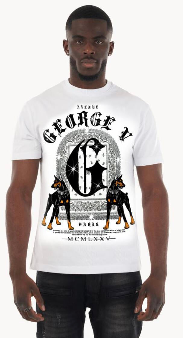 George V T-Shirt - Doberman - White - GV2569