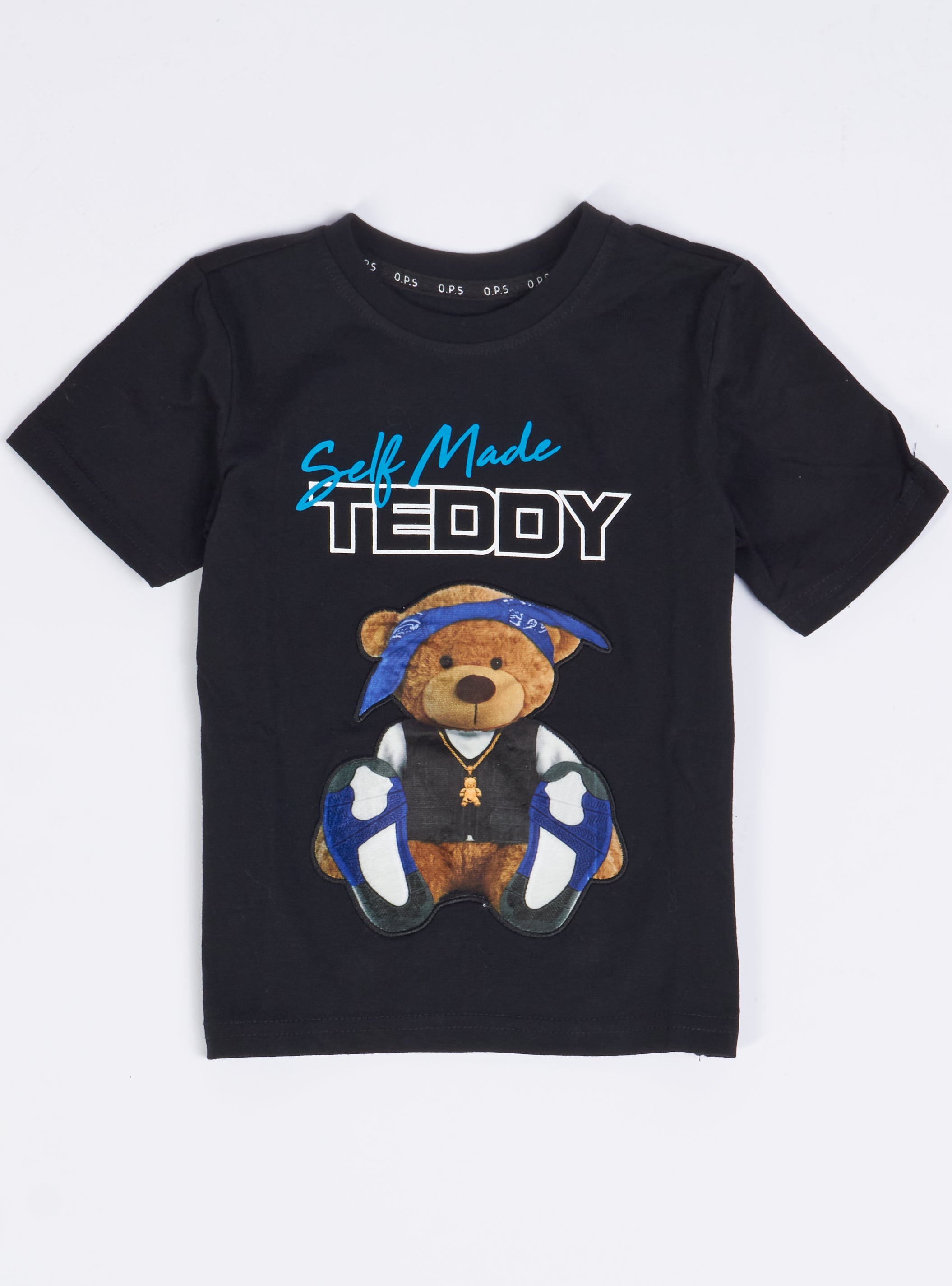 Ops Kids T-Shirt - Teddy - Black And Royal - OPS503K