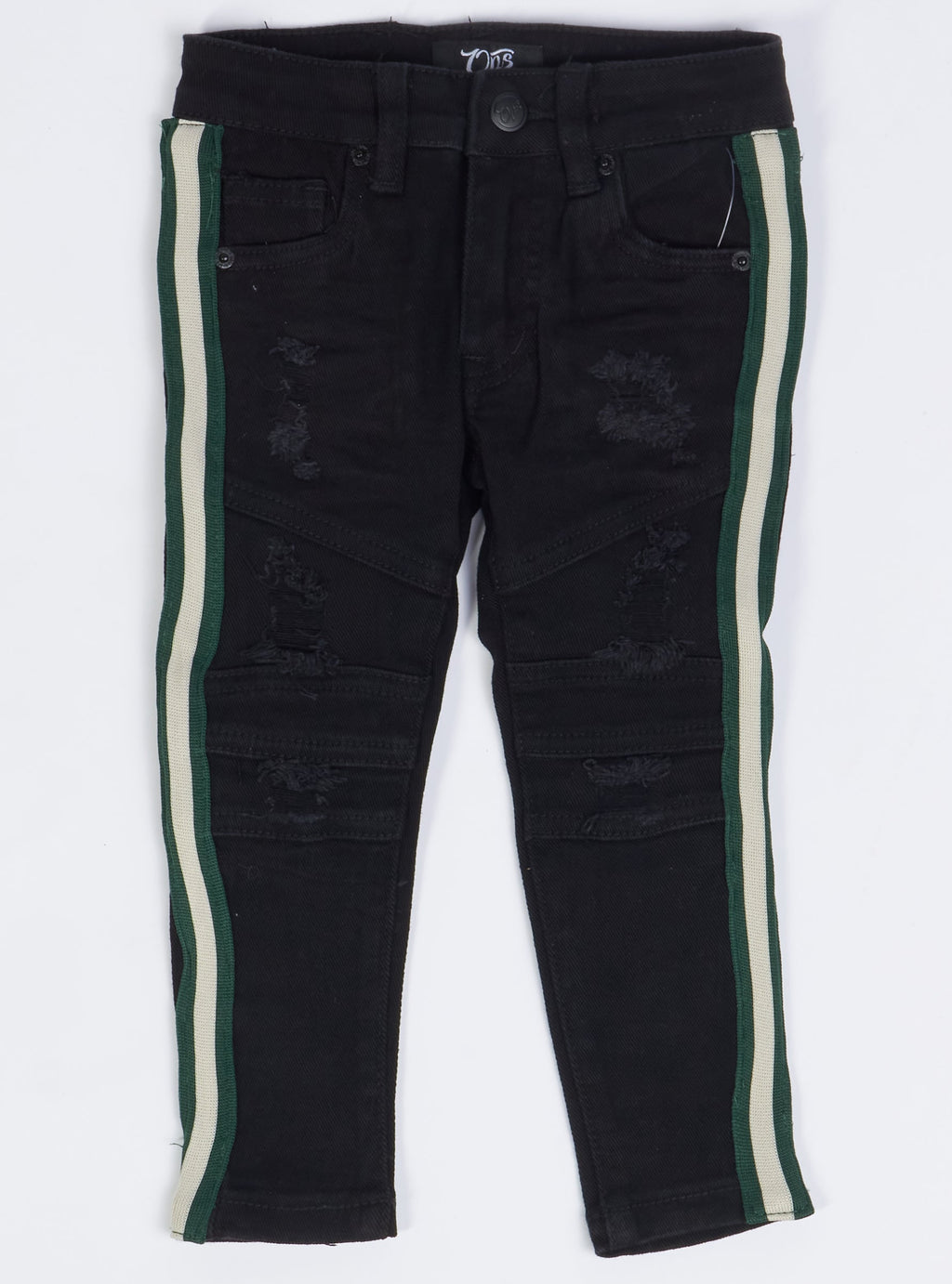 Ops Kids Jeans - Side Stripe - Black And Green - OPS1905K