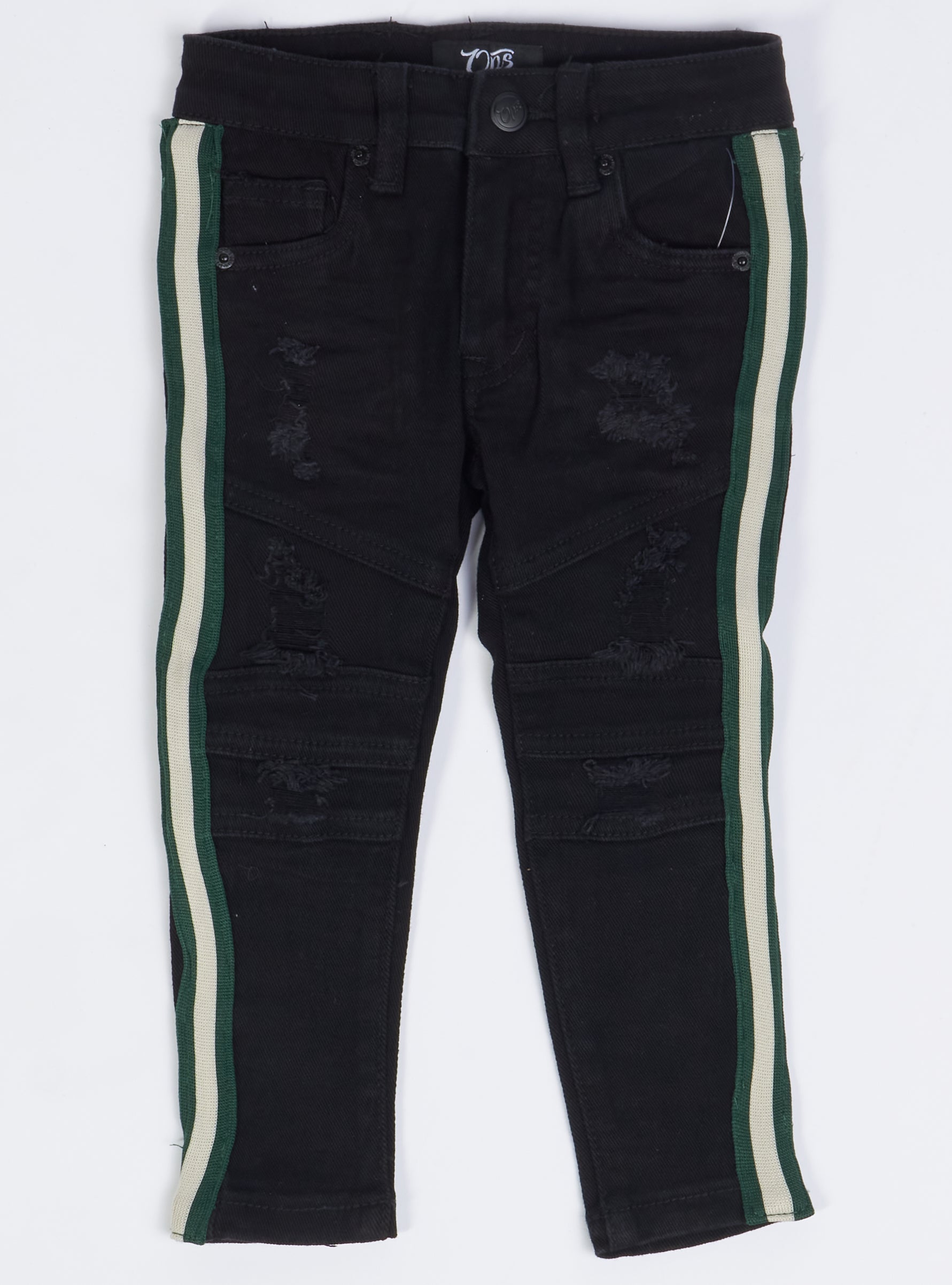 Ops Kids Jeans - Side Stripe - Black And Green - OPS1905K