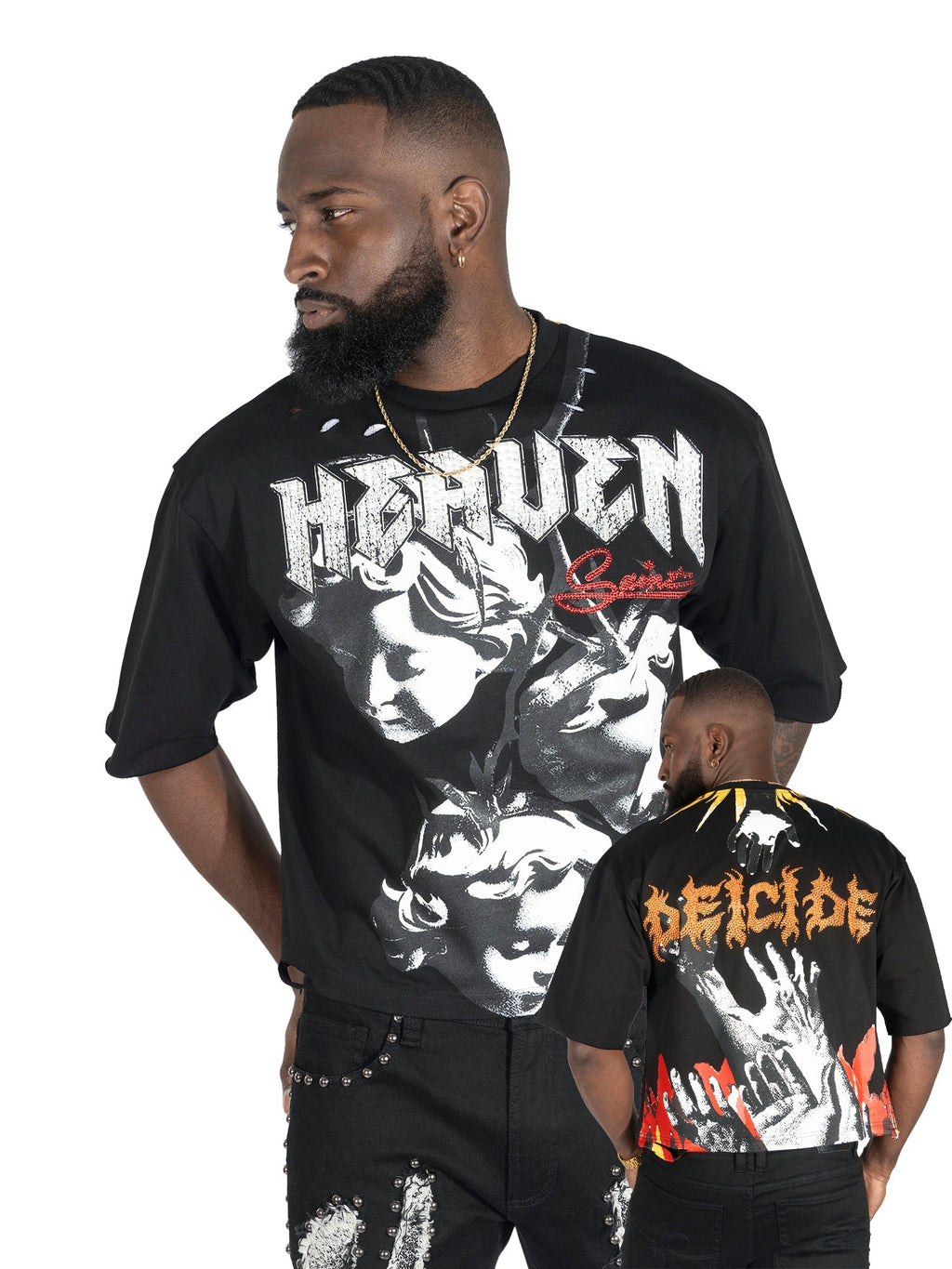 Makobi T-Shirt - F171 Crop Heaven Saint - Black