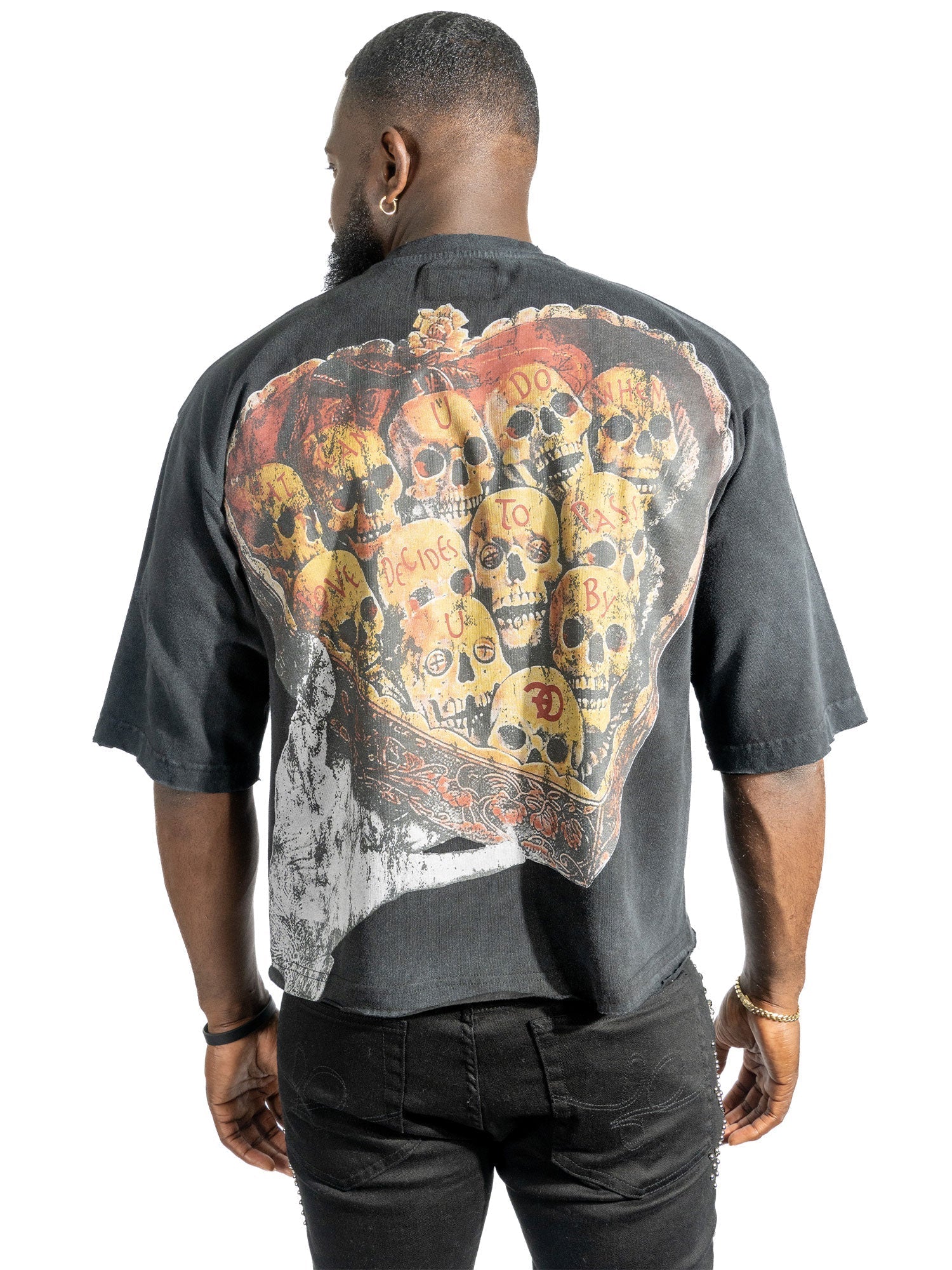 Makobi  T-Shirt - F182 Hopeless Romantic Cropped Tee - Black