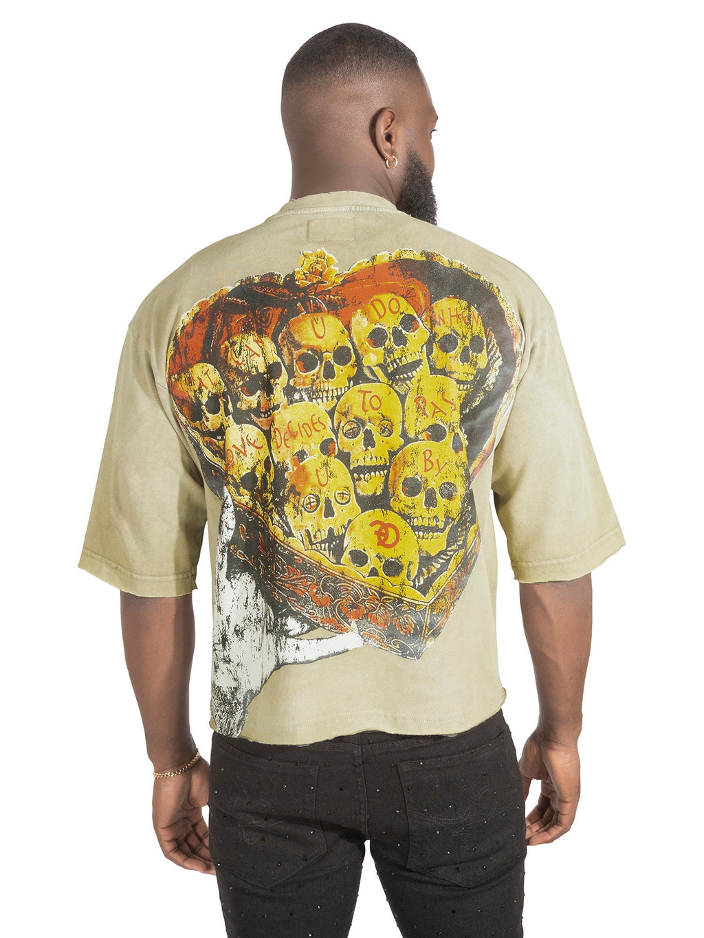 Makobi  T-Shirt - F182 Hopeless Romantic Cropped Tee - Oat