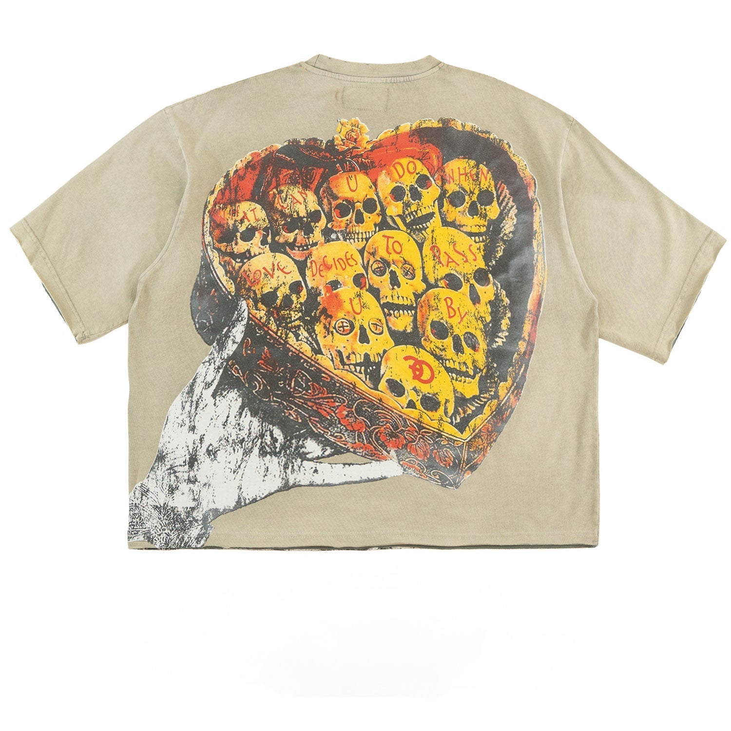 Makobi  T-Shirt - F182 Hopeless Romantic Cropped Tee - Oat