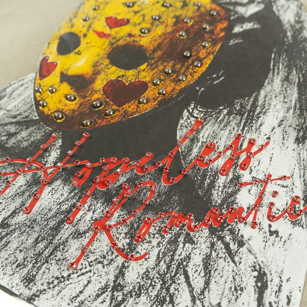 Makobi  T-Shirt - F182 Hopeless Romantic Cropped Tee - Oat