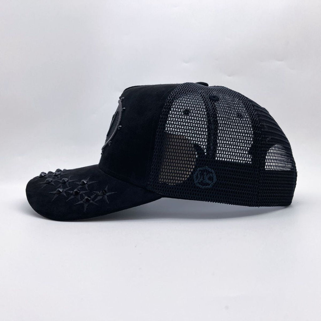Hudson Hat - Diamond 777 Suede Trucker - Black On Black - CD0343