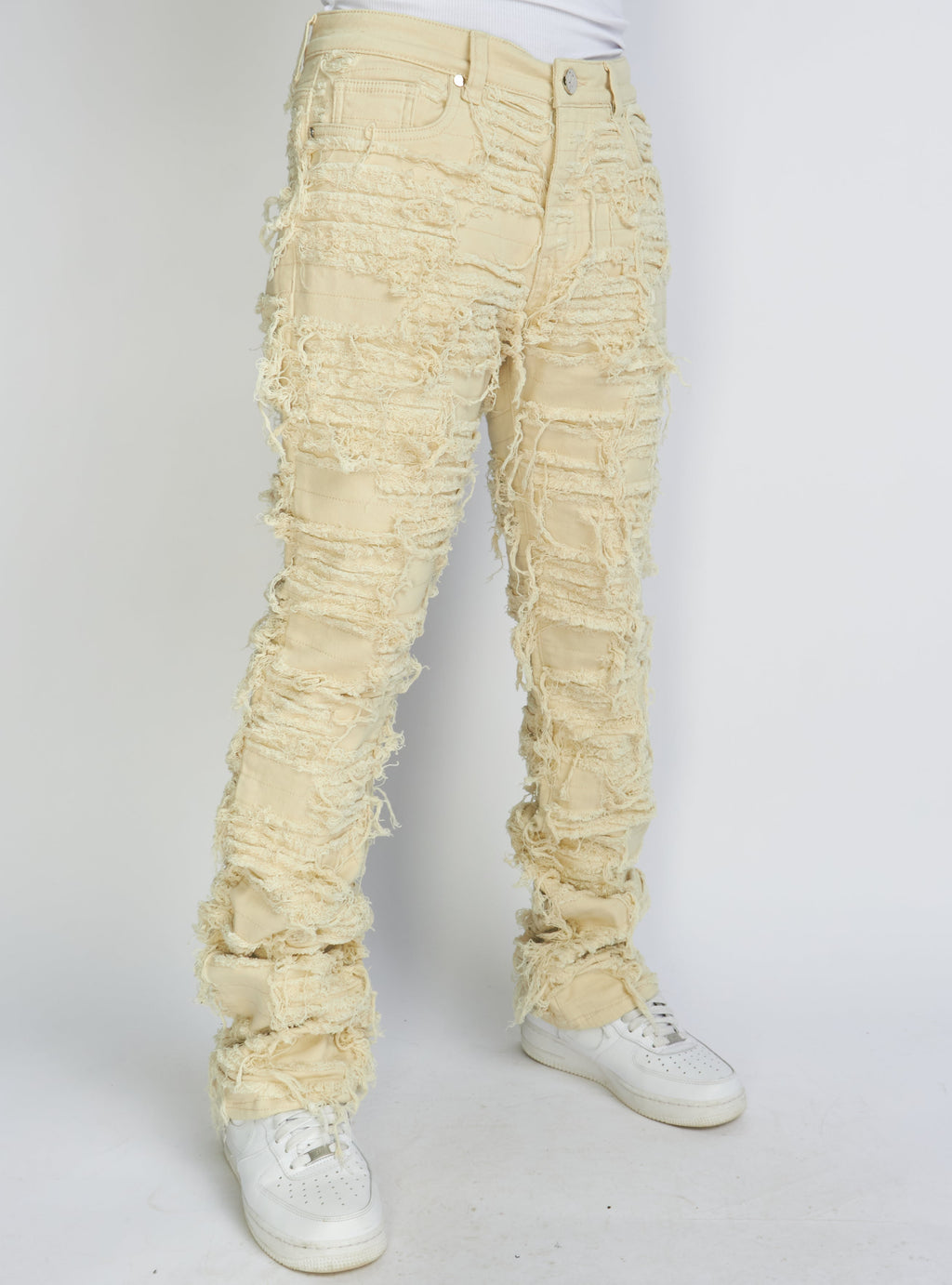 Politics Jeans - Thrashed Distressed Denim  - Cream - Debris 504