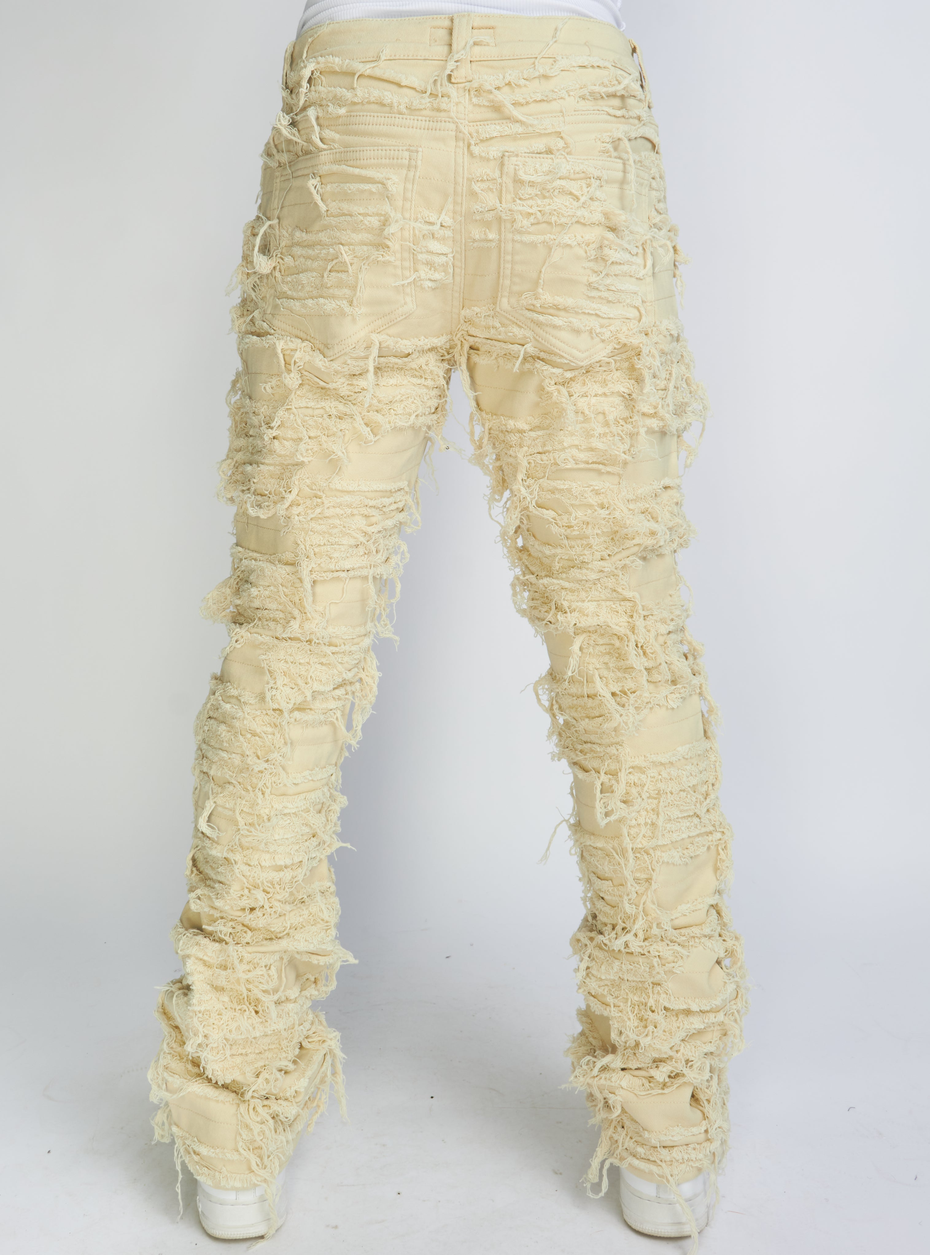 Politics Jeans - Thrashed Distressed Denim  - Cream - Debris 504