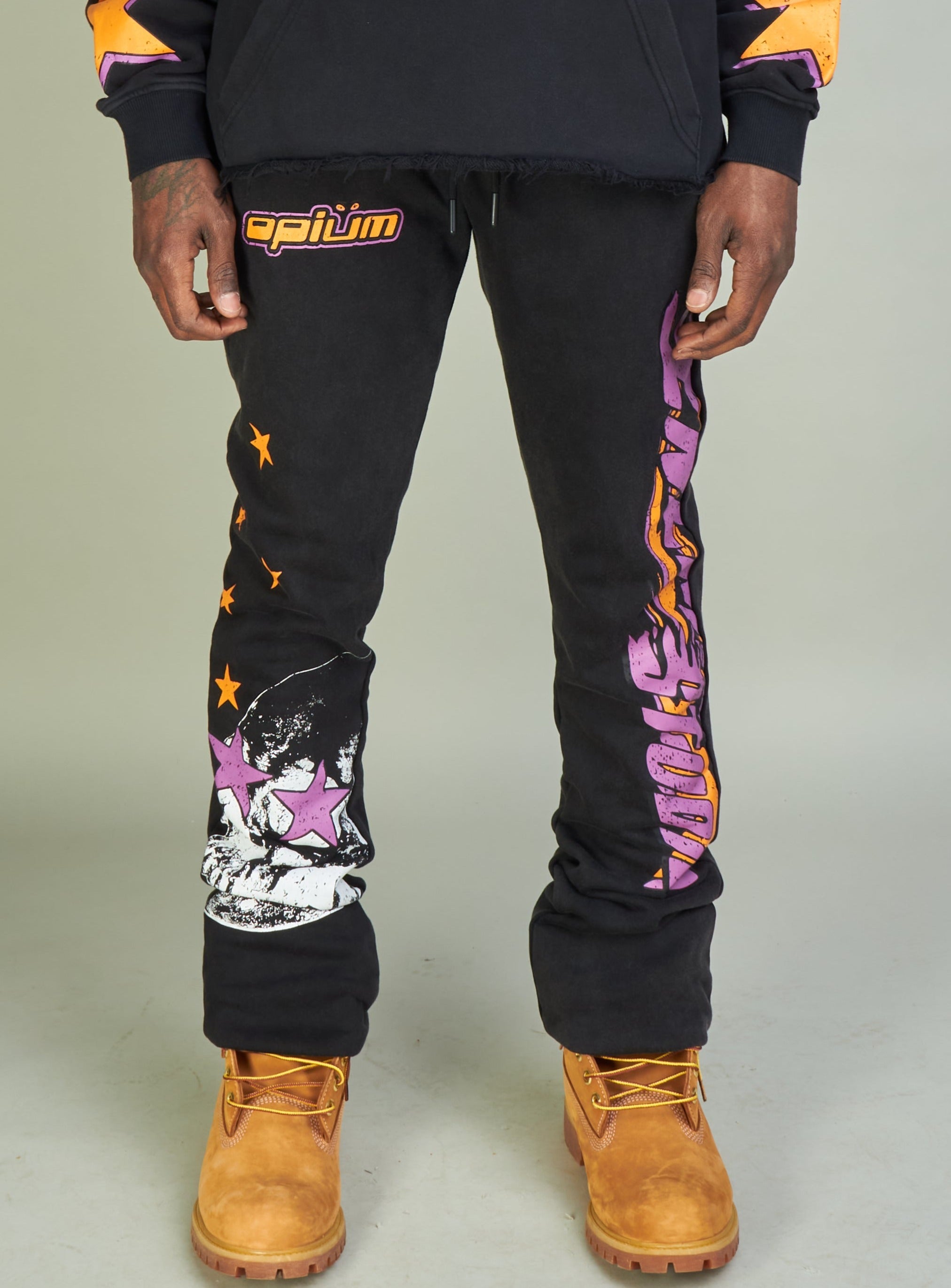 NME Sweatpants - NME Studio - Black And Orange