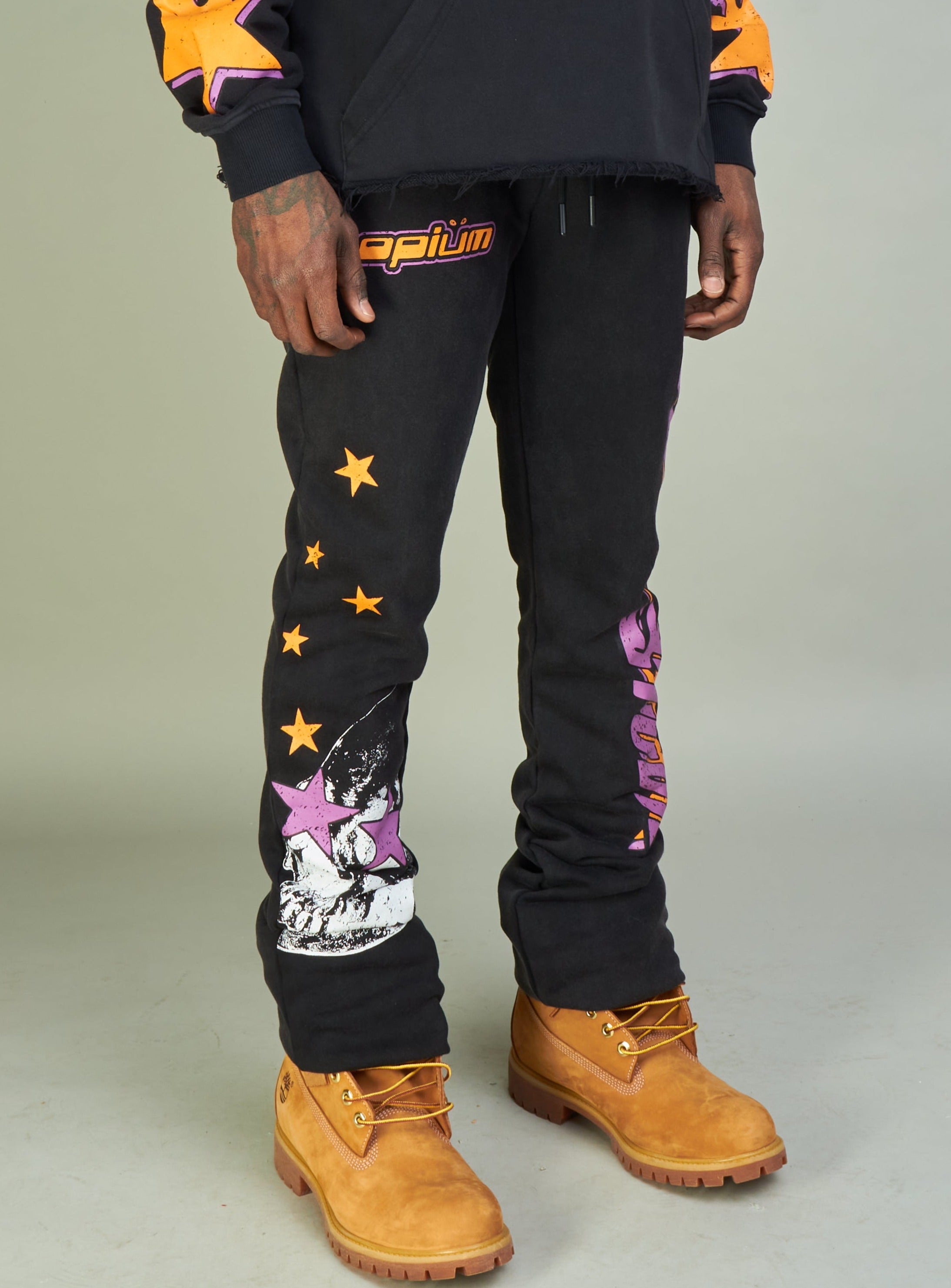 NME Sweatpants - NME Studio - Black And Orange