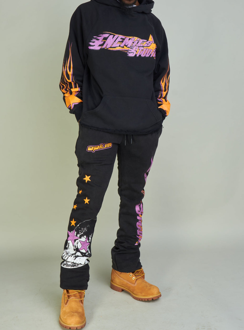 NME Sweatpants - NME Studio - Black And Orange