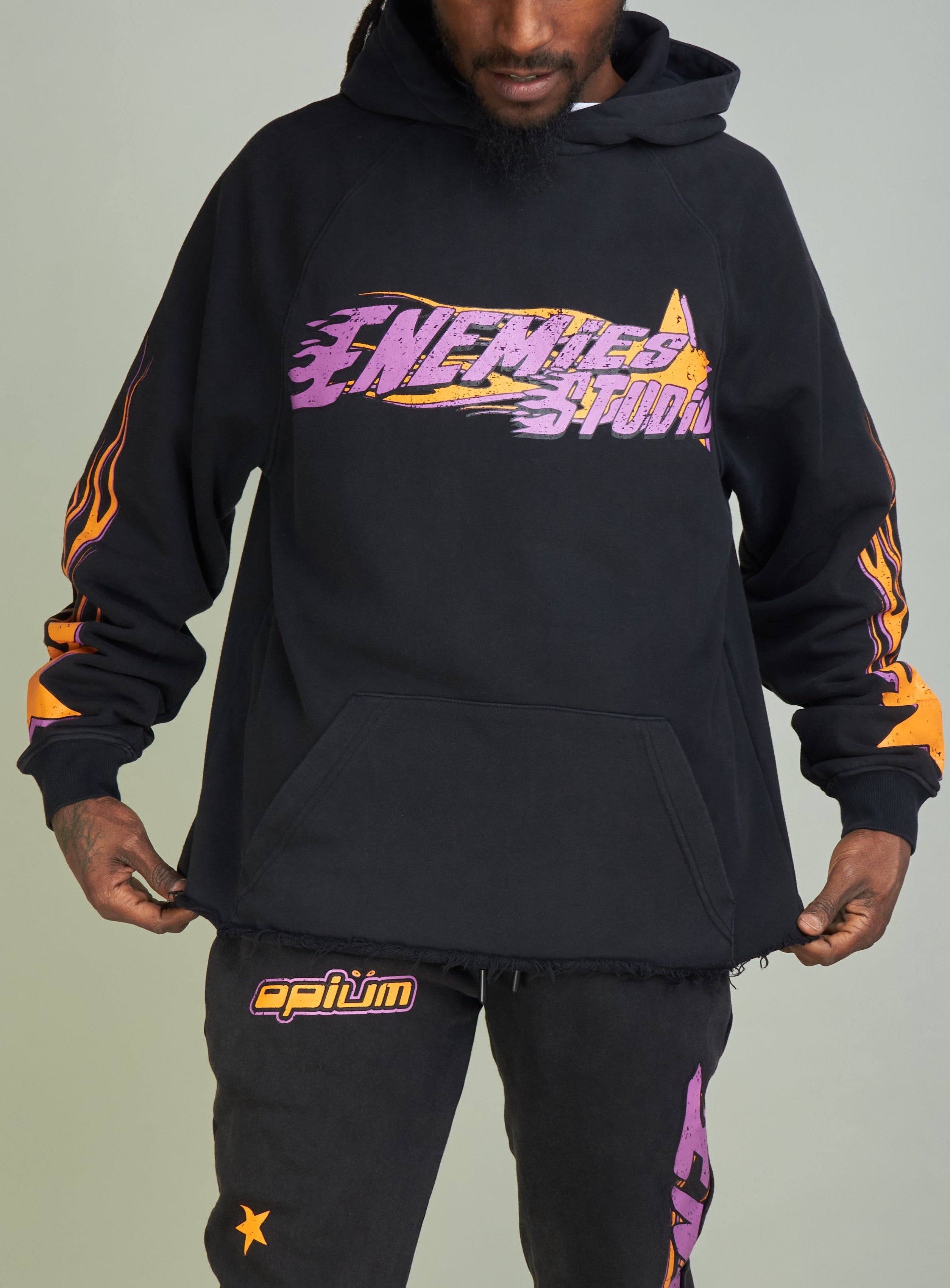 NME Hoodie - NME Studio - Black And Orange