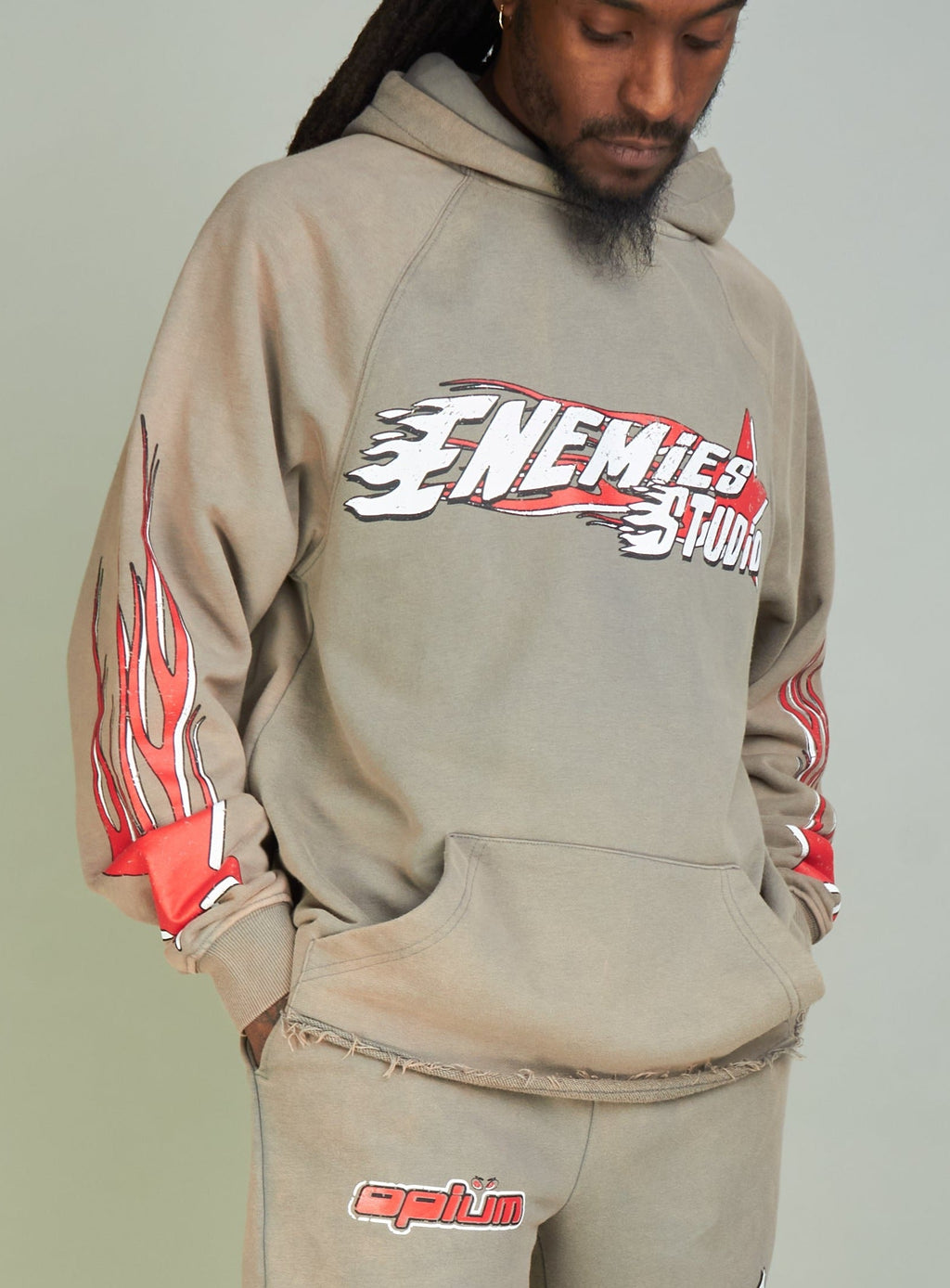 NME Hoodie - NME Studio - Grey And Red