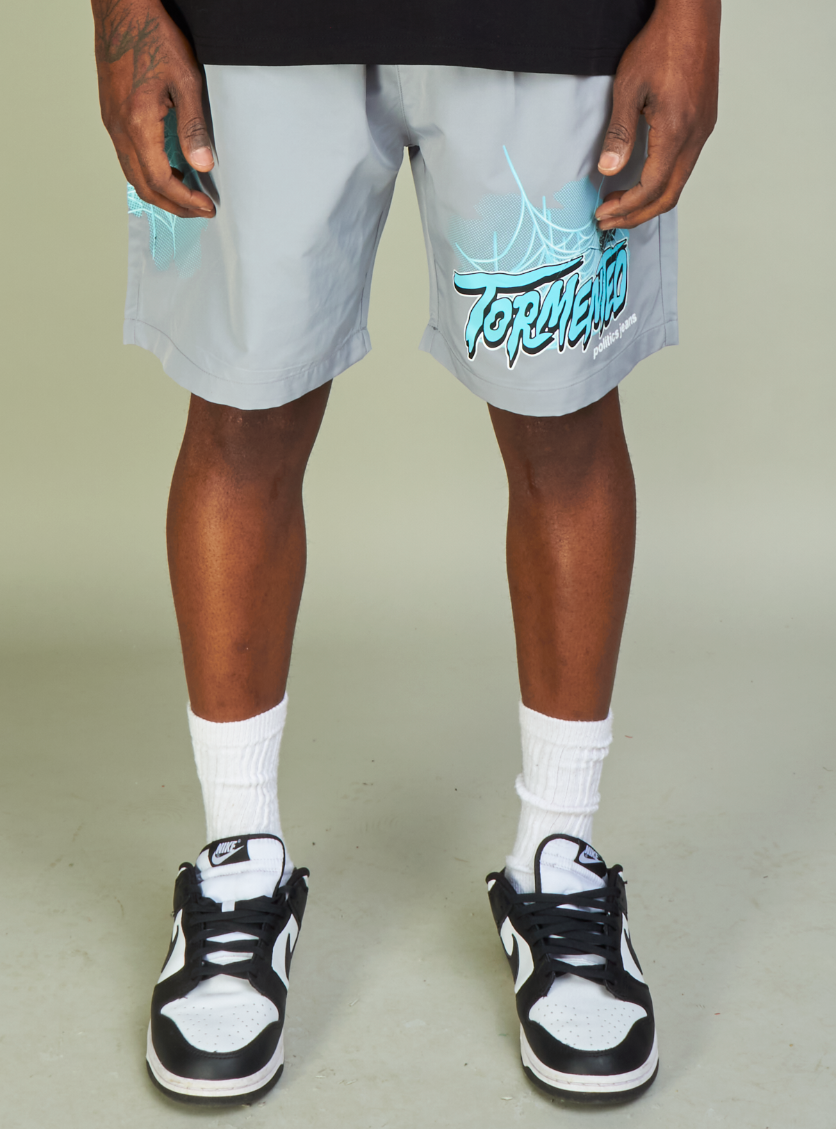 Politics Shorts - English - Grey And Blue  - 379