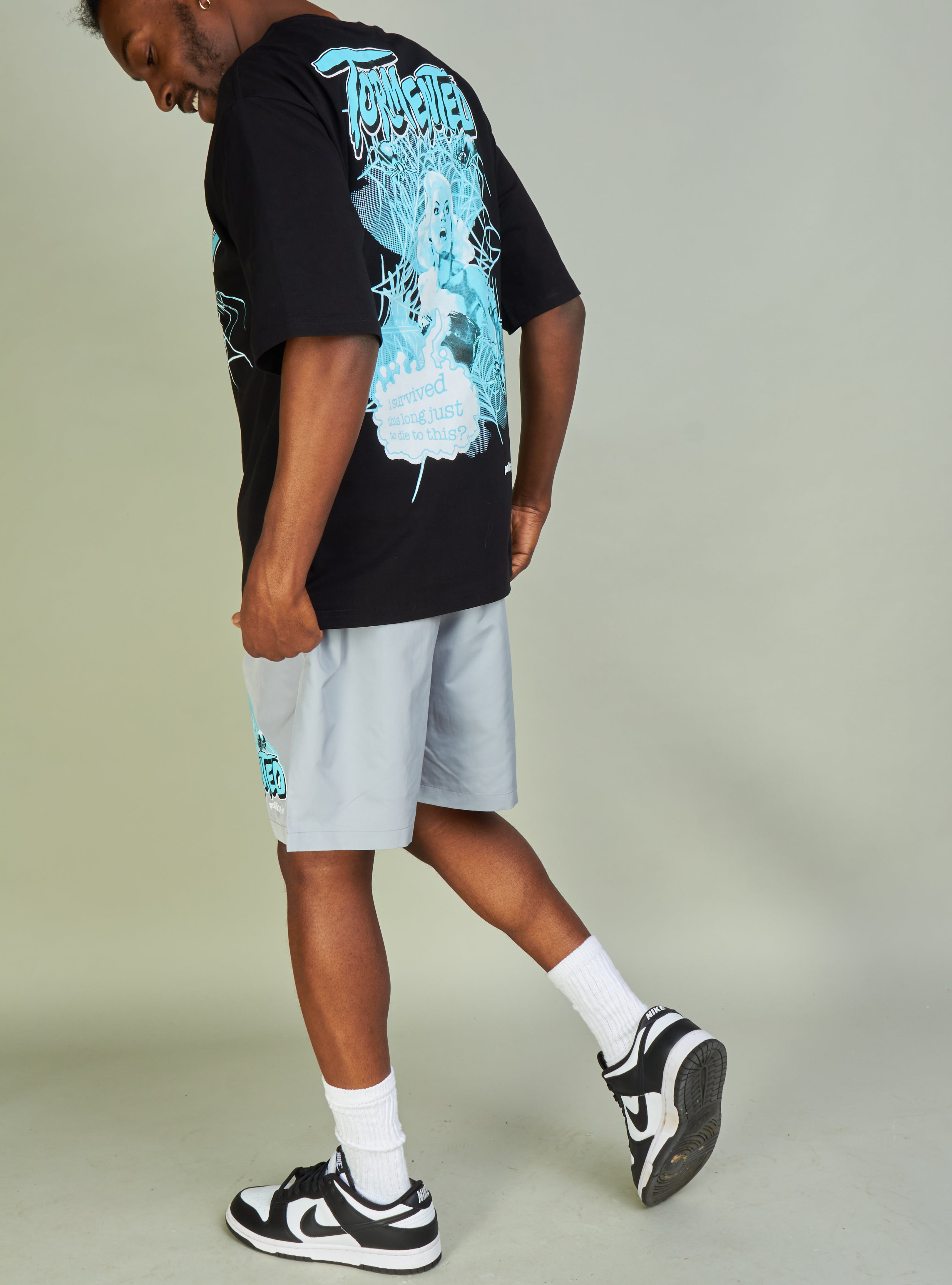 Politics Shorts - English - Grey And Blue  - 379