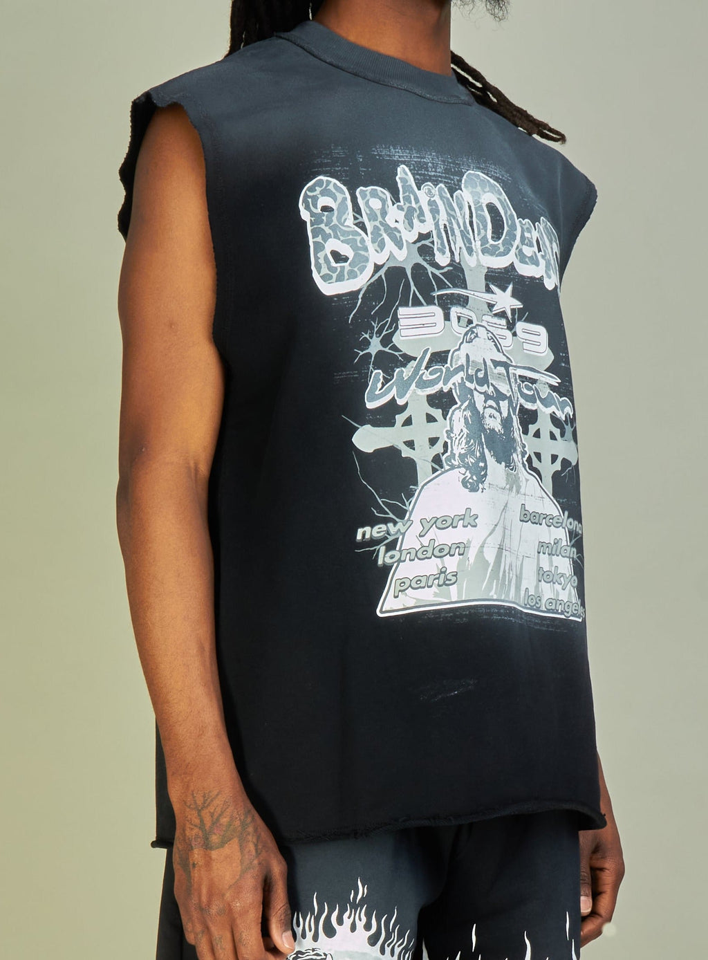 NME Tank Top - Woodard - Black, White And Grey  - 093