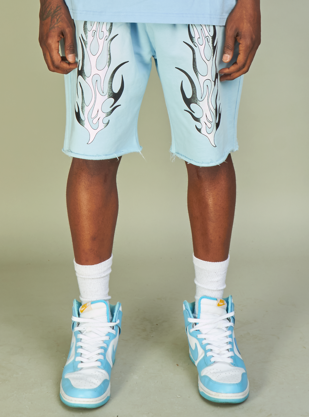 NME Shorts - Haywood - Baby Blue, Black And White - 624