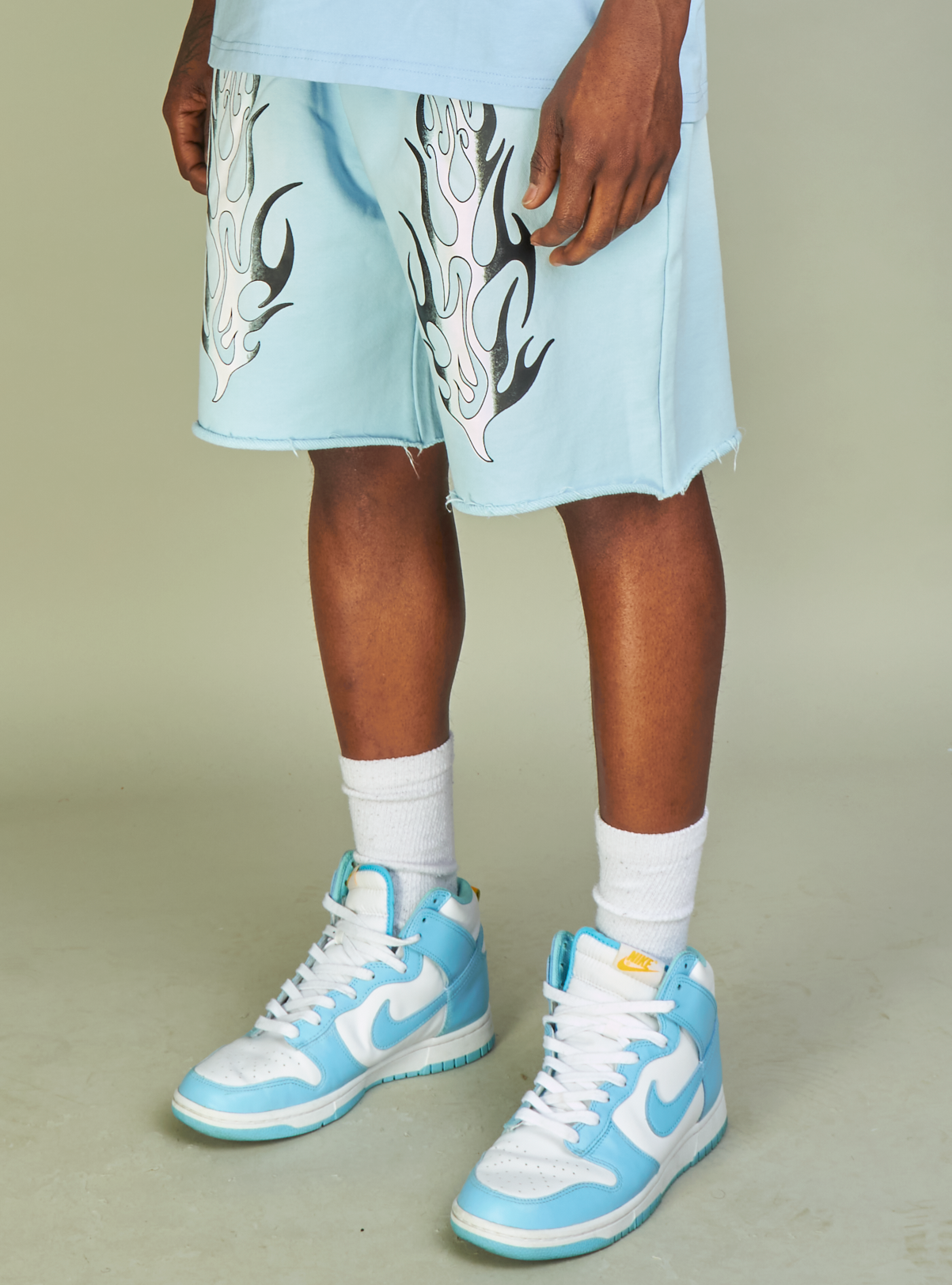 NME Shorts - Haywood - Baby Blue, Black And White - 624