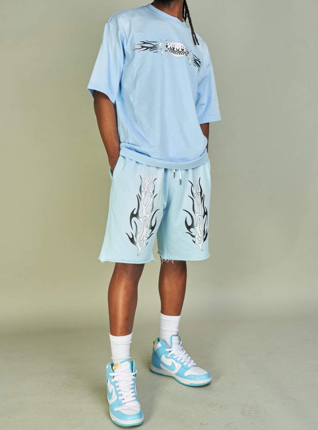 NME Shorts - Haywood - Baby Blue, Black And White - 624