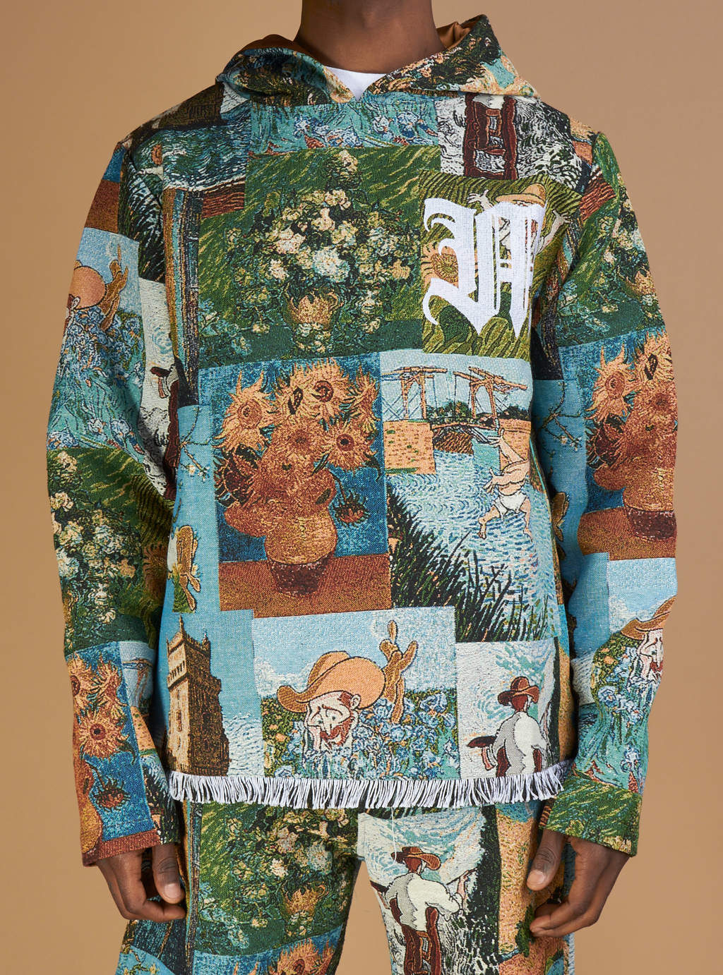 Majestik Hoodie - Masterpiece Jacquard Members - Beige And Blue - TH2453