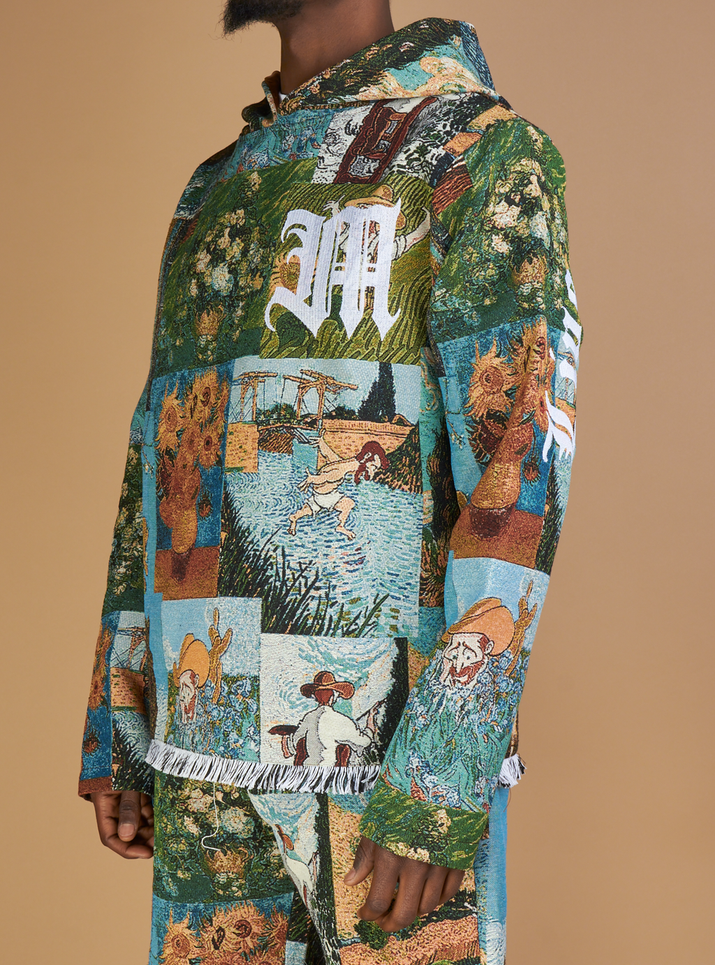 Majestik Hoodie - Masterpiece Jacquard Members - Beige And Blue - TH2453