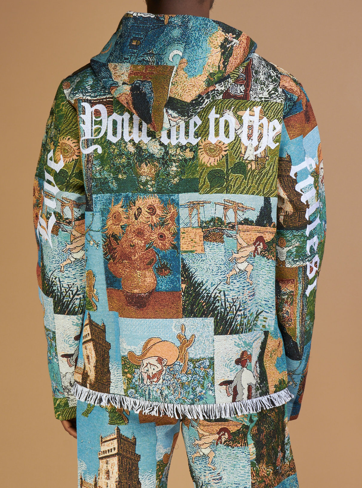 Majestik Hoodie - Masterpiece Jacquard Members - Beige And Blue - TH2453