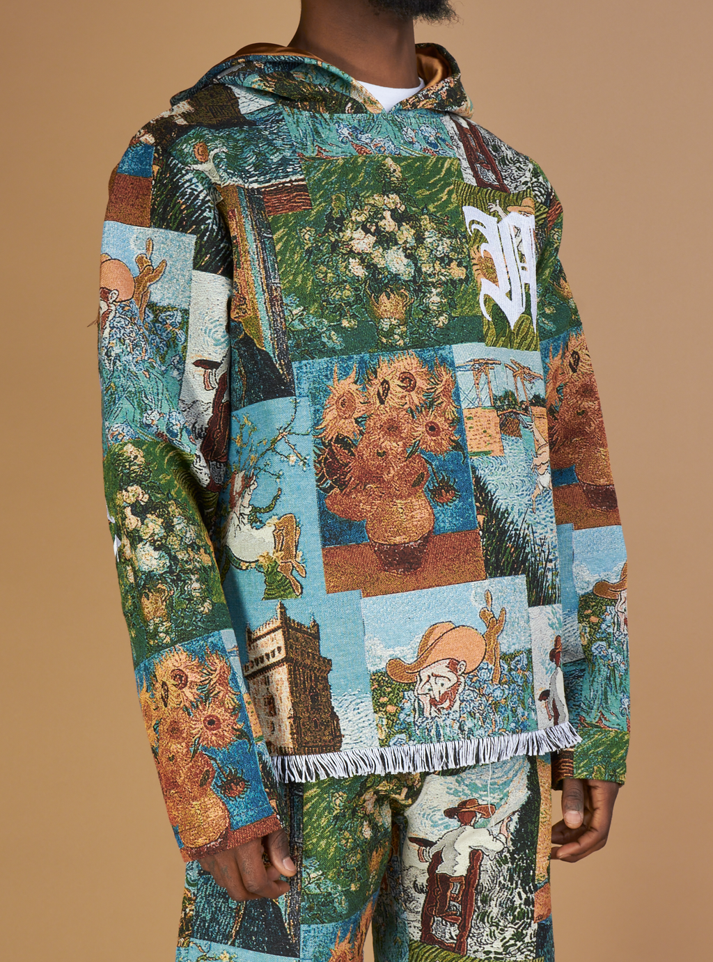 Majestik Hoodie - Masterpiece Jacquard Members - Beige And Blue - TH2453